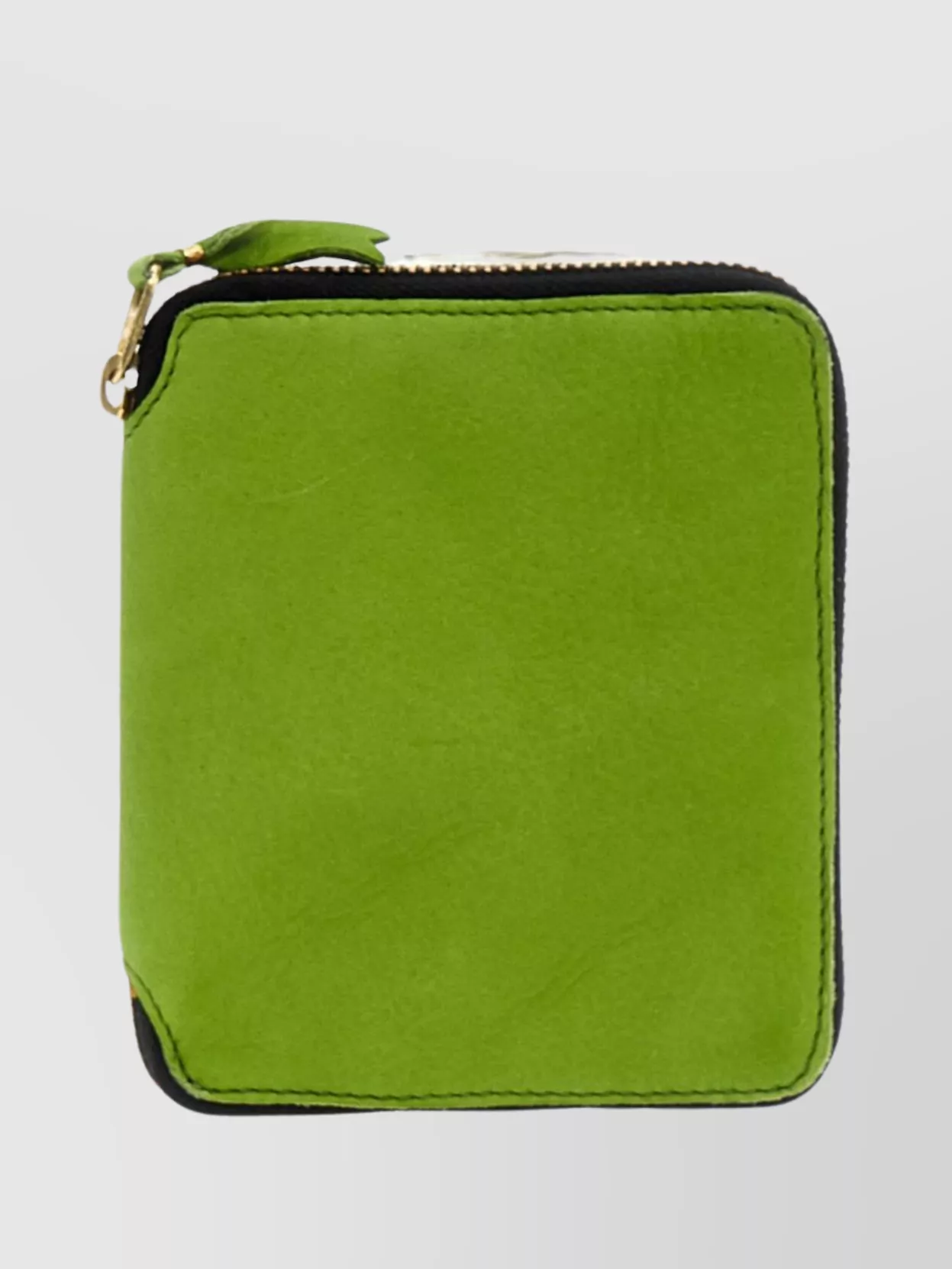 Comme Des Garçons Square Wallet With Gold-tone Hardware And Leather Pull Tab In Green