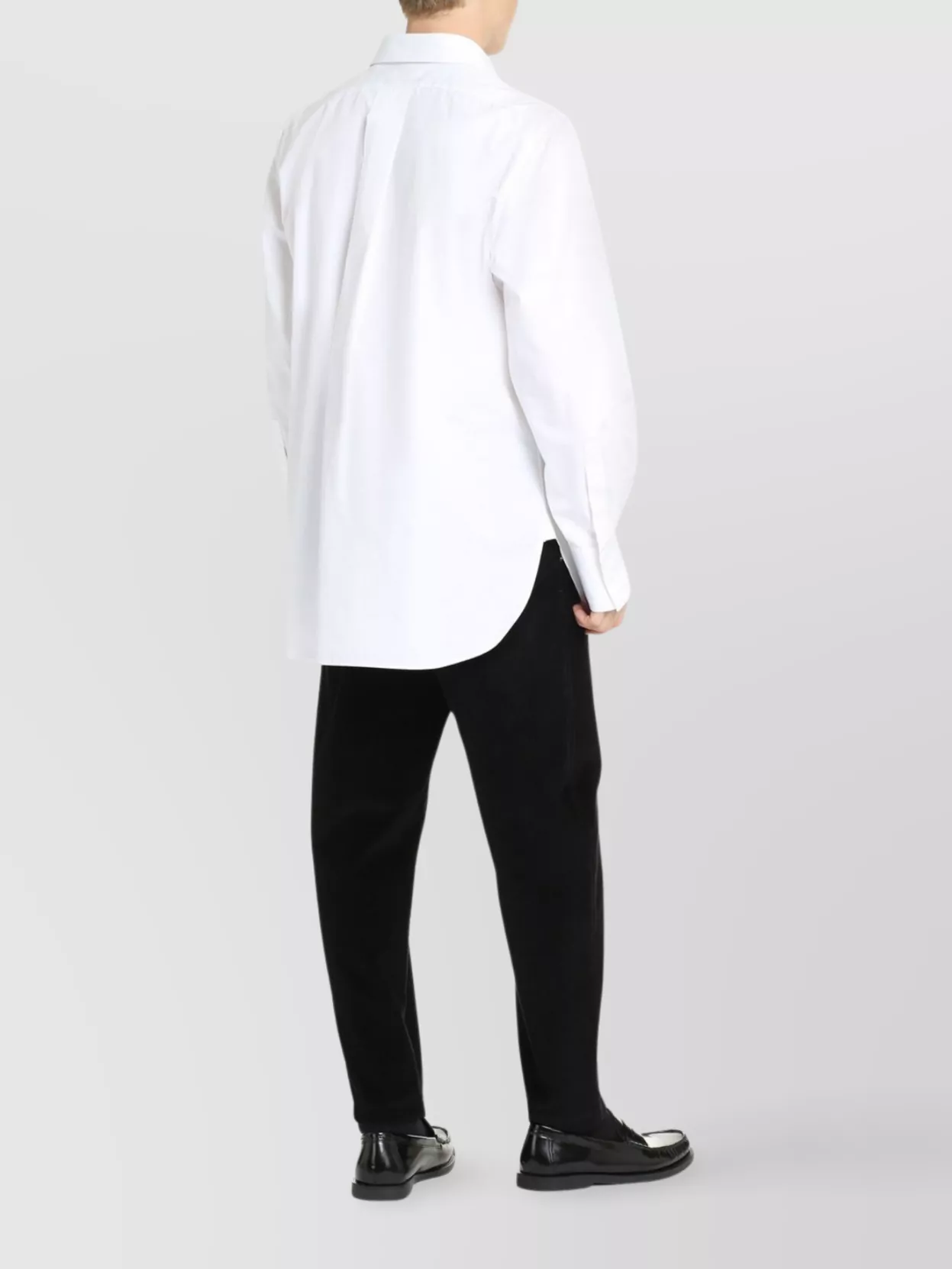 Burberry Cotton Poplin Shirt With Pointed Collar And Rounded Hem