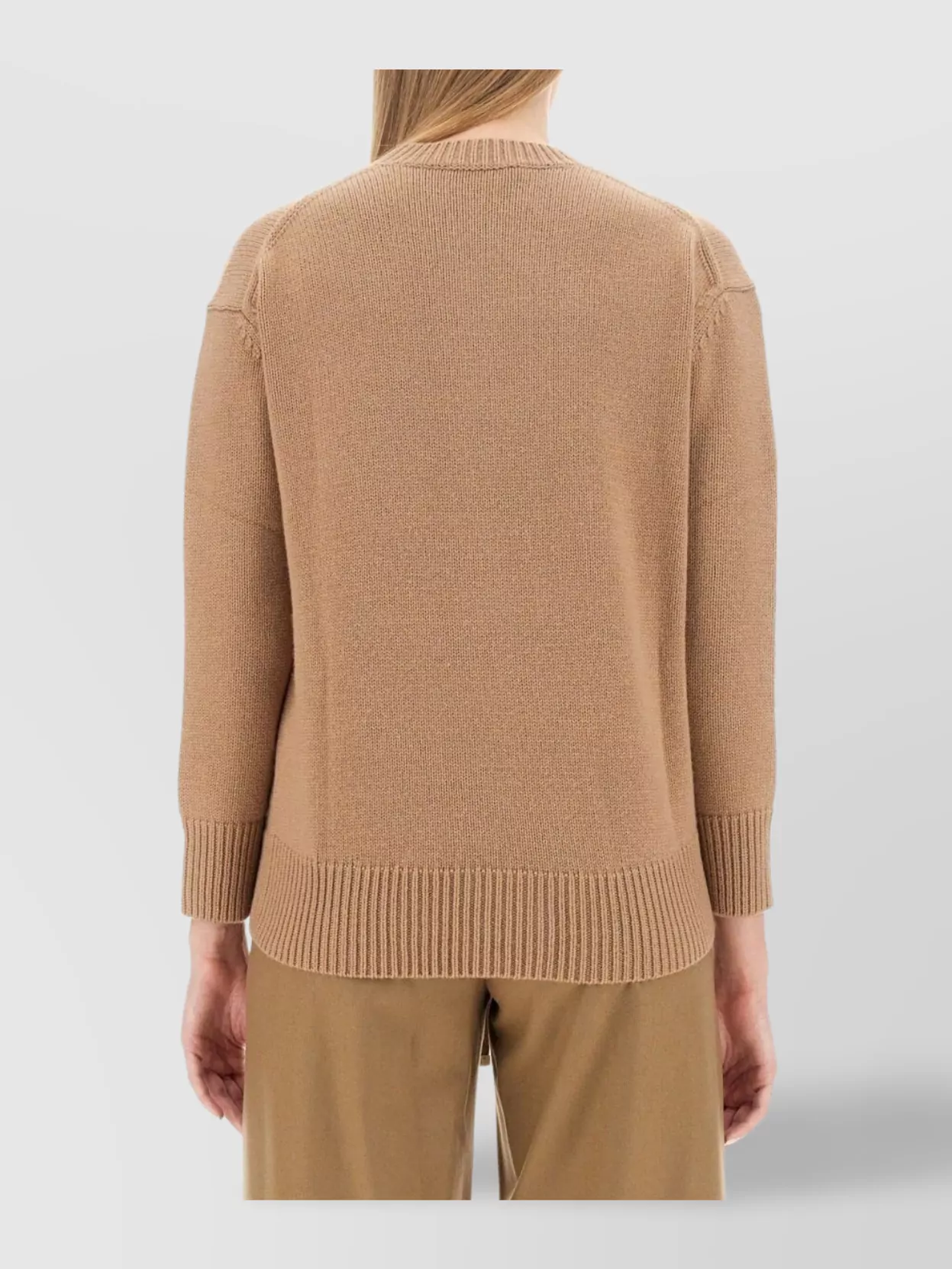 S Max Mara Knit Crew Neck Long Sleeve Shirt With Ribbed Cuffs