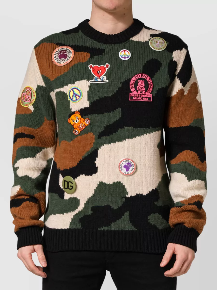 Dolce&Gabbana Cashmere Intarsia-Knit Camouflage Jumper