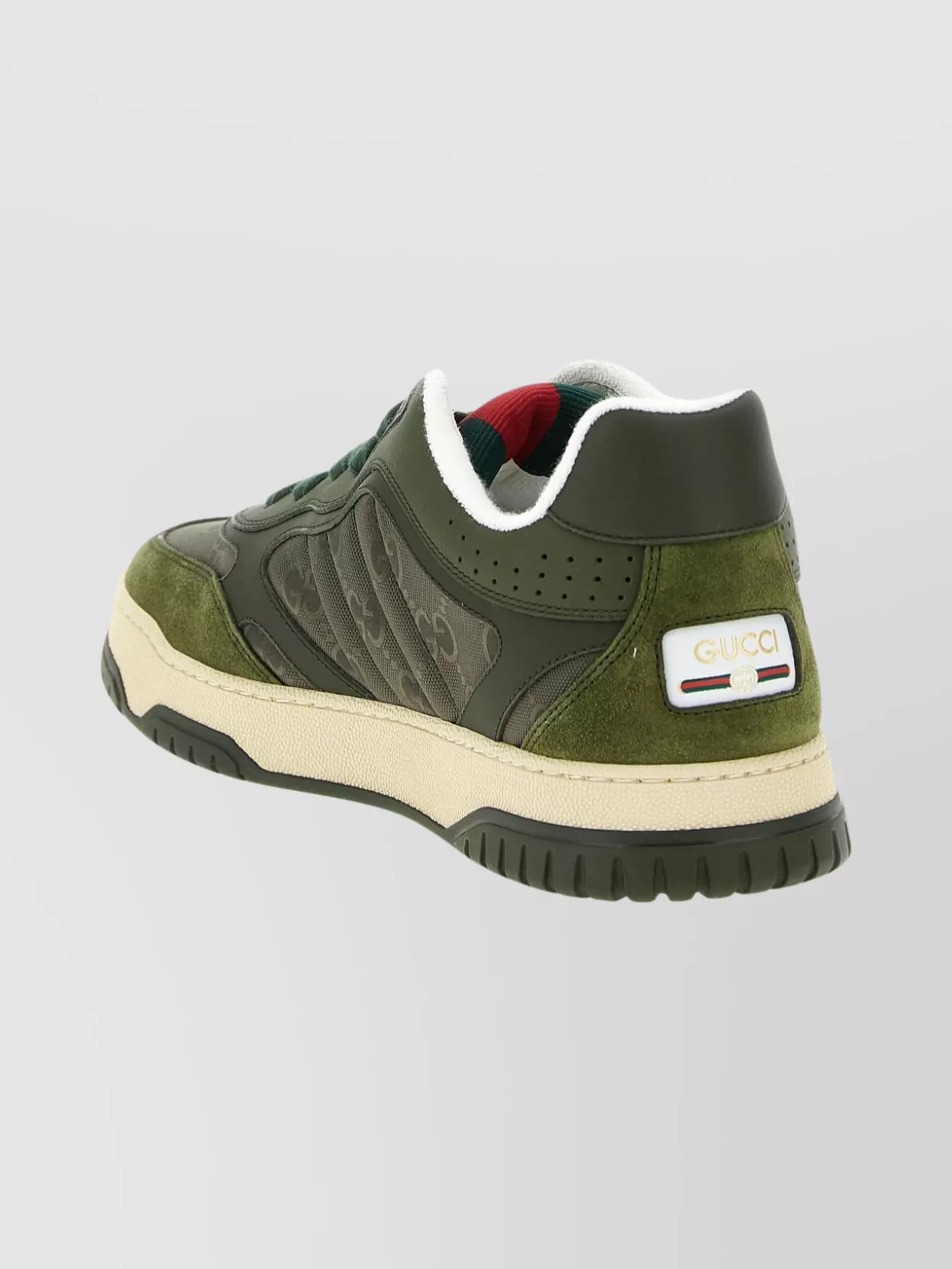 Gucci Round Toe Re-Web Sneakers With Contrast Panel