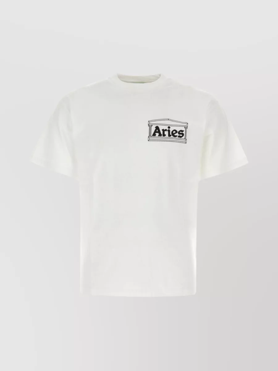 Shop Aries Temple Print Cotton Crew Neck T-shirt In Black
