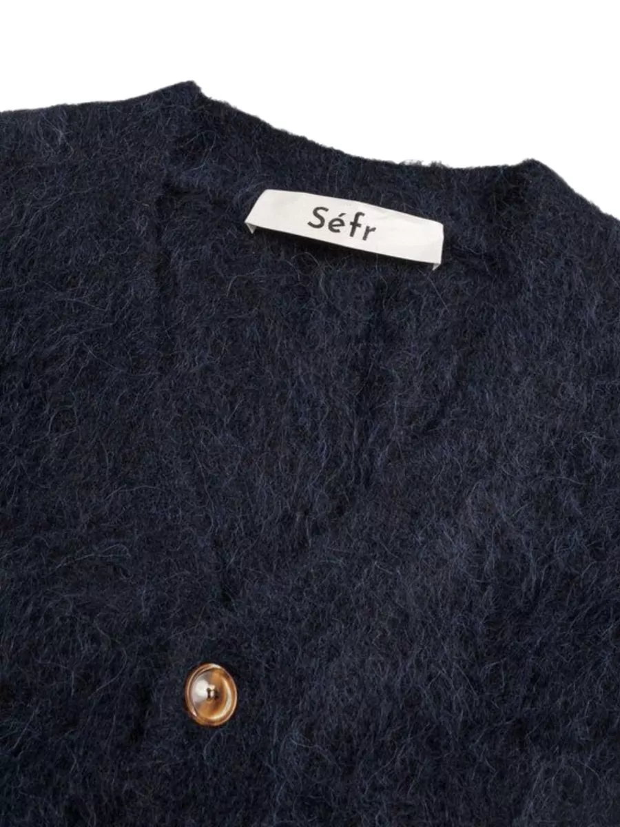 Séfr Textured V-Neck Cardigan Pockets