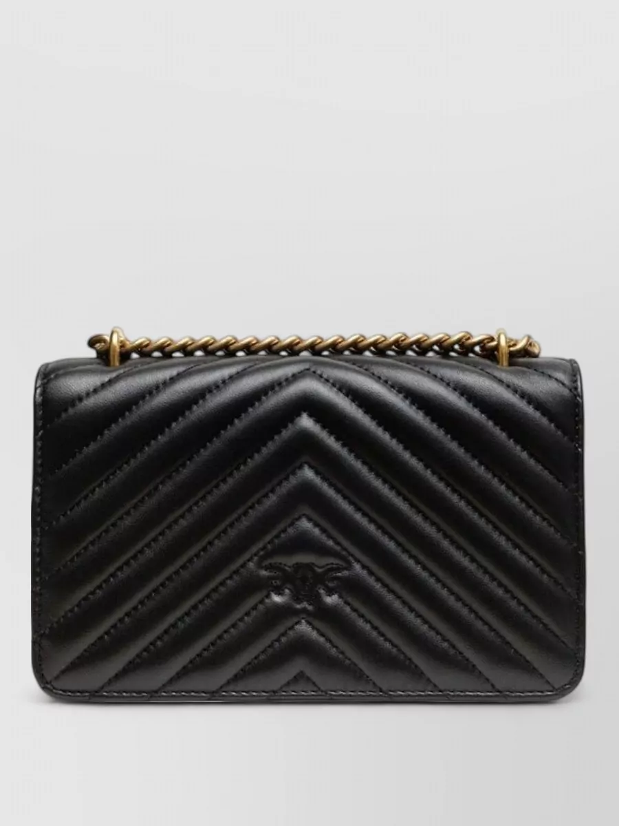 Pinko Love Bag One Mini Leather Chevron Quilted Clutch Bag