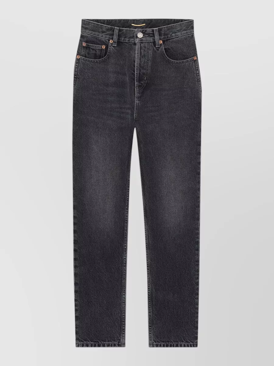 Saint Laurent Denim High-Rise Cropped Slim Jeans