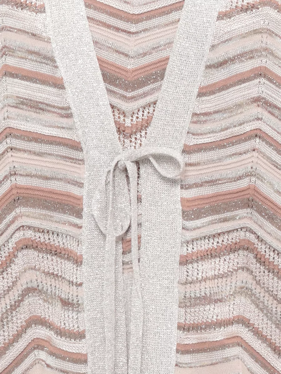 D.exterior Geometric Lurex Long-Sleeve V-Neck Cardigan