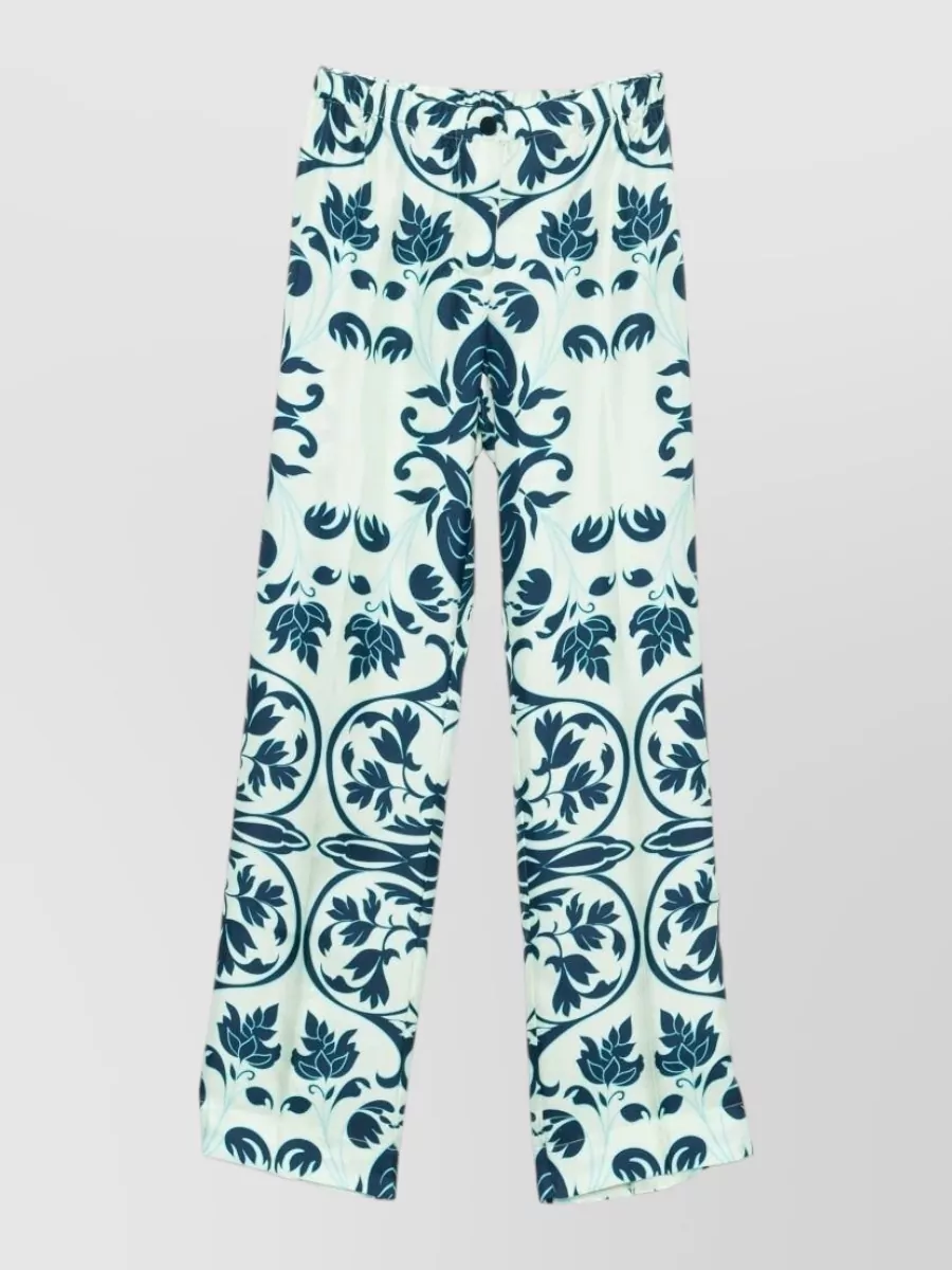F.r.s For Restless Sleepers Floral Print Silk Wide-Leg Trousers