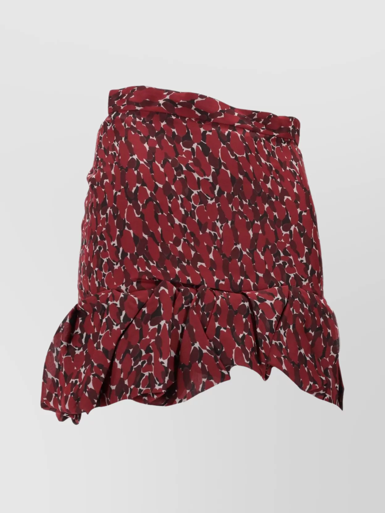 Saint Laurent Asymmetric Hem Abstract Pattern Ruffle Skirt