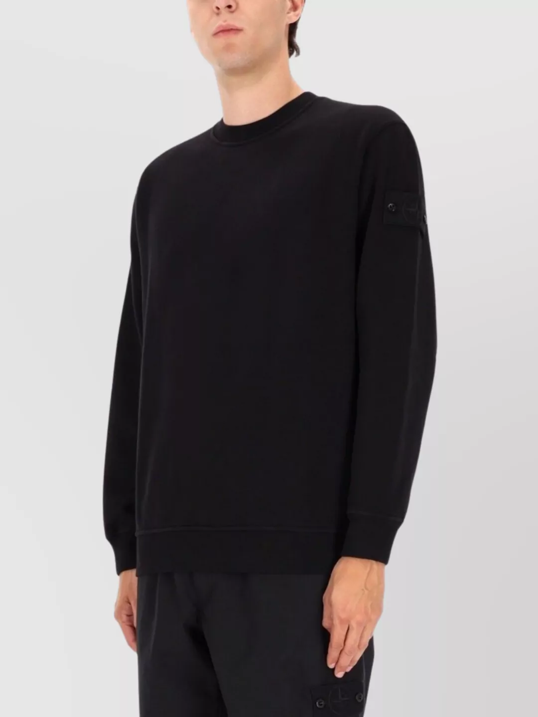 Stone Island Crew Neck Sweater With Arm Patch Detail