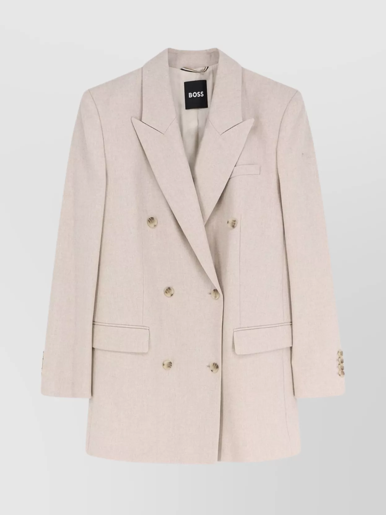 Hugo Boss Wool Blend Blazer Peak Lapel In Neutral