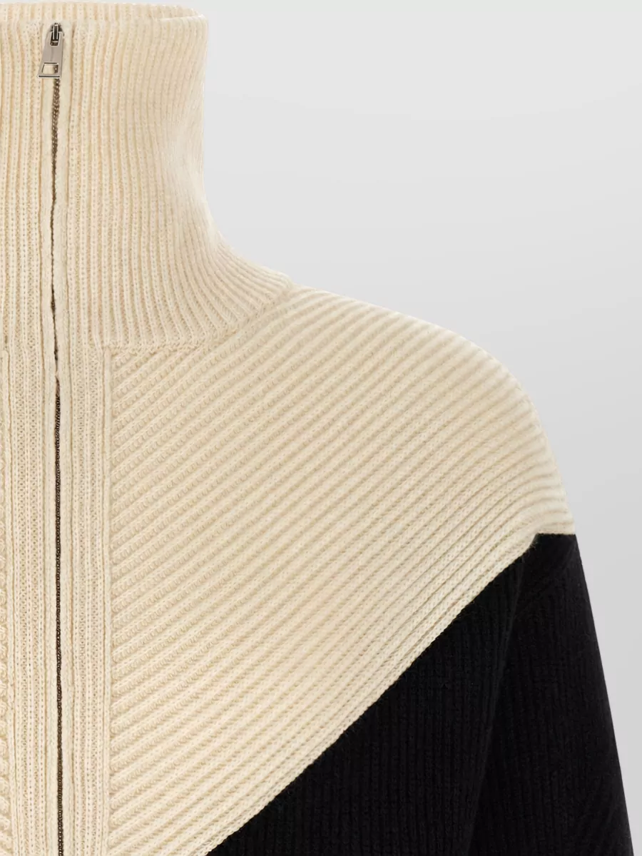 Kiton Cashmere Ribbed High-Neck Half-Zip Color-Block Sweater