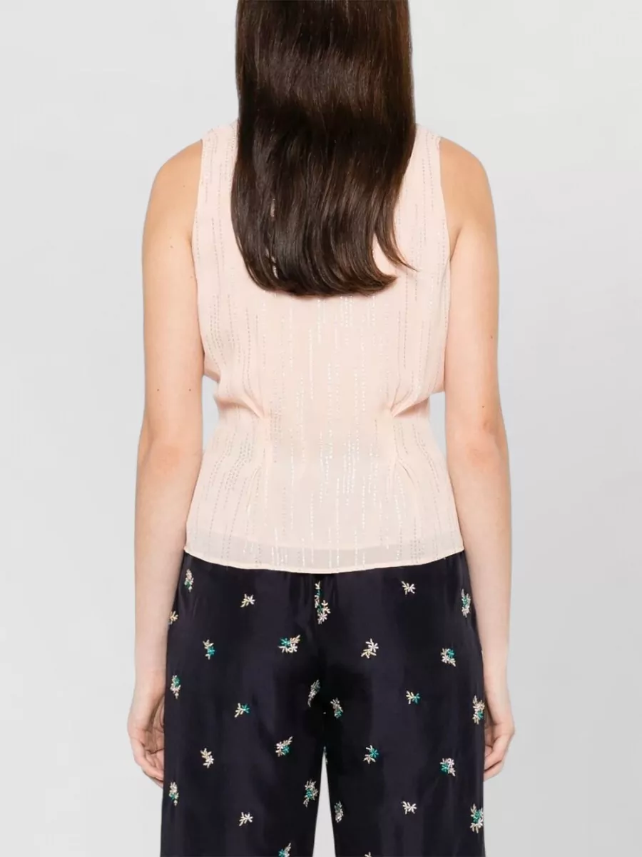 Forte Forte Draped Gathered Peplum Hem V-Neck Sleeveless Top