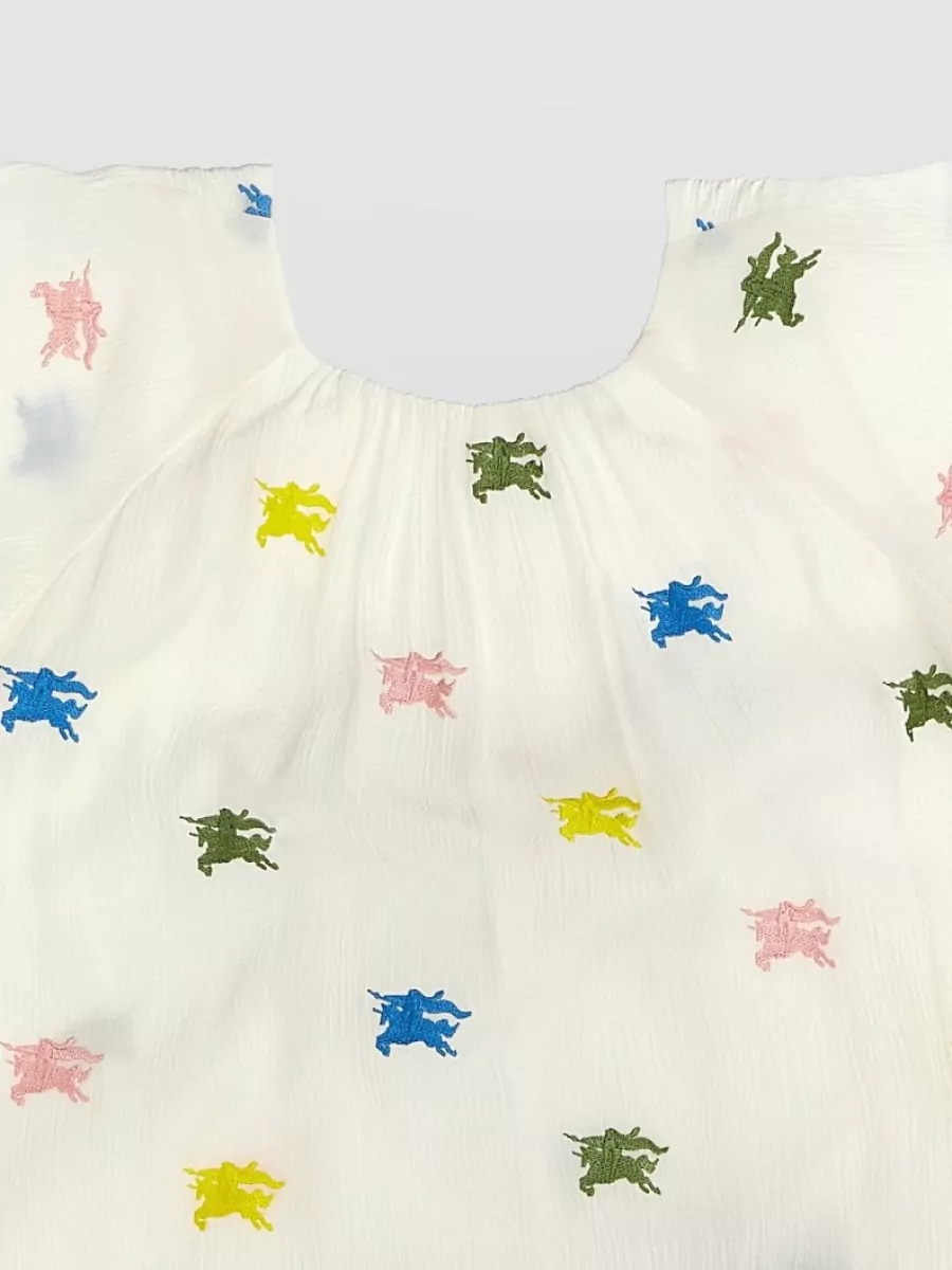 Burberry Logo-Embroidered Ruffle-Sleeve Mini Dress