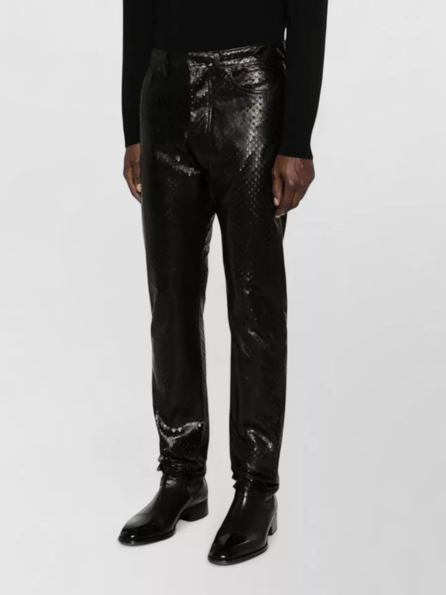Tom Ford Soft Leather Triangle Perforated Five Pocket Trousers