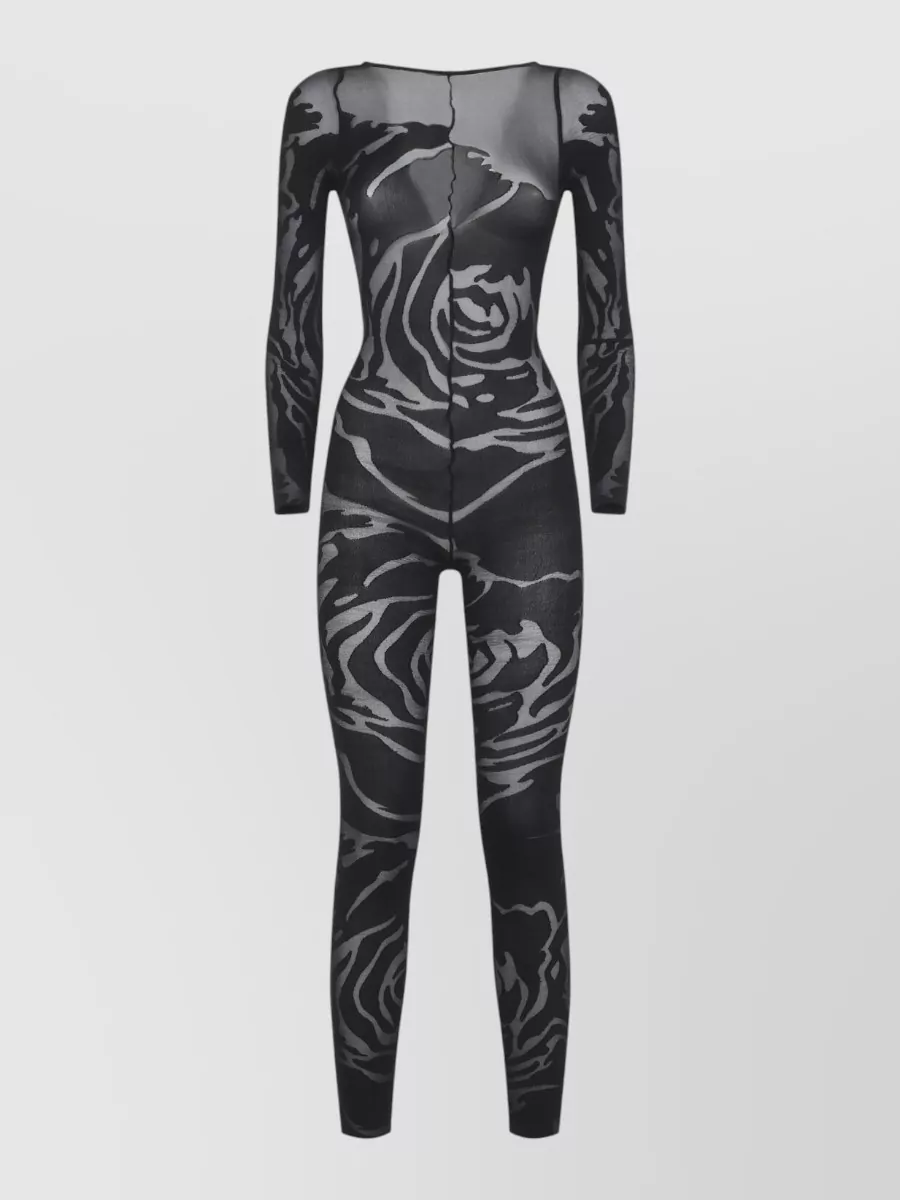 Wolford Sheer floral-print long-sleeve catsuit