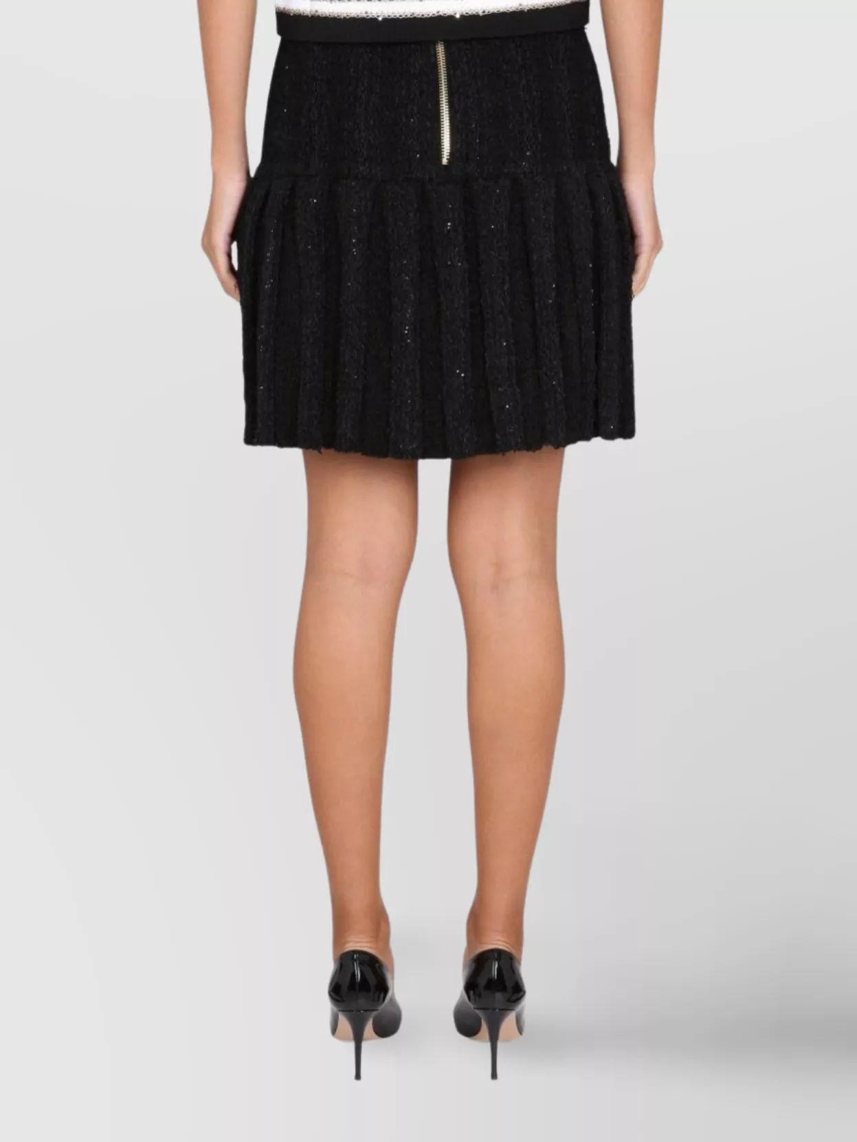 Balmain Pleated Skirt With Pinecones And Gold Buttons