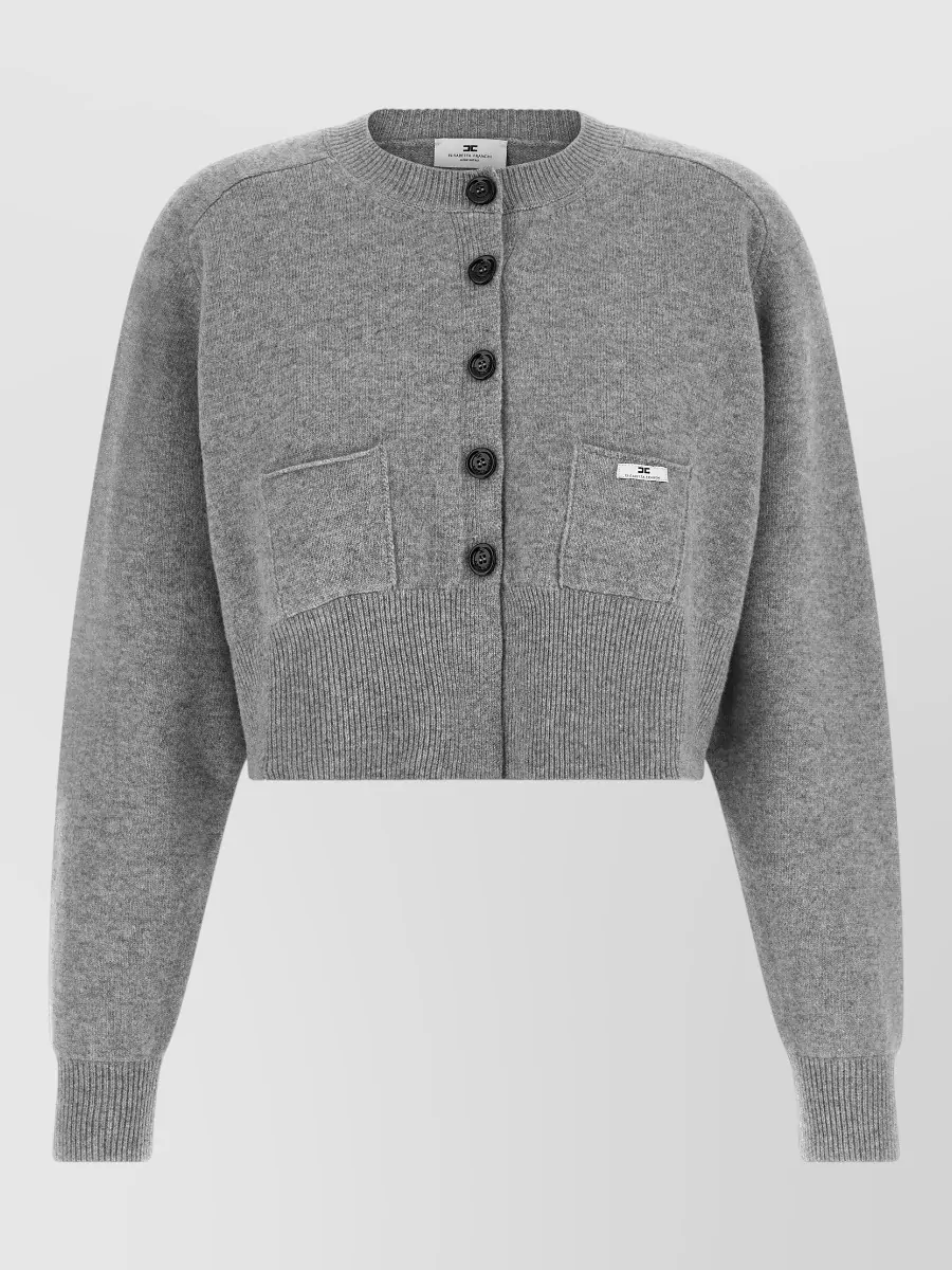 Elisabetta Franchi Cashmere wool cropped ribbed cardigan