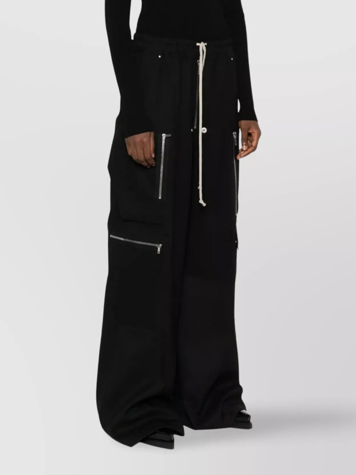 Rick Owens Drawstring Waist Wide Leg Trousers