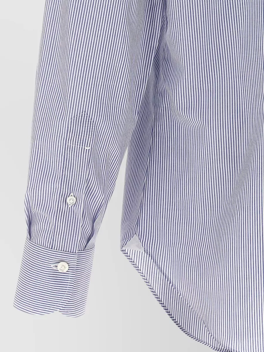Finamore Striped Cotton Long-Sleeve Shirt