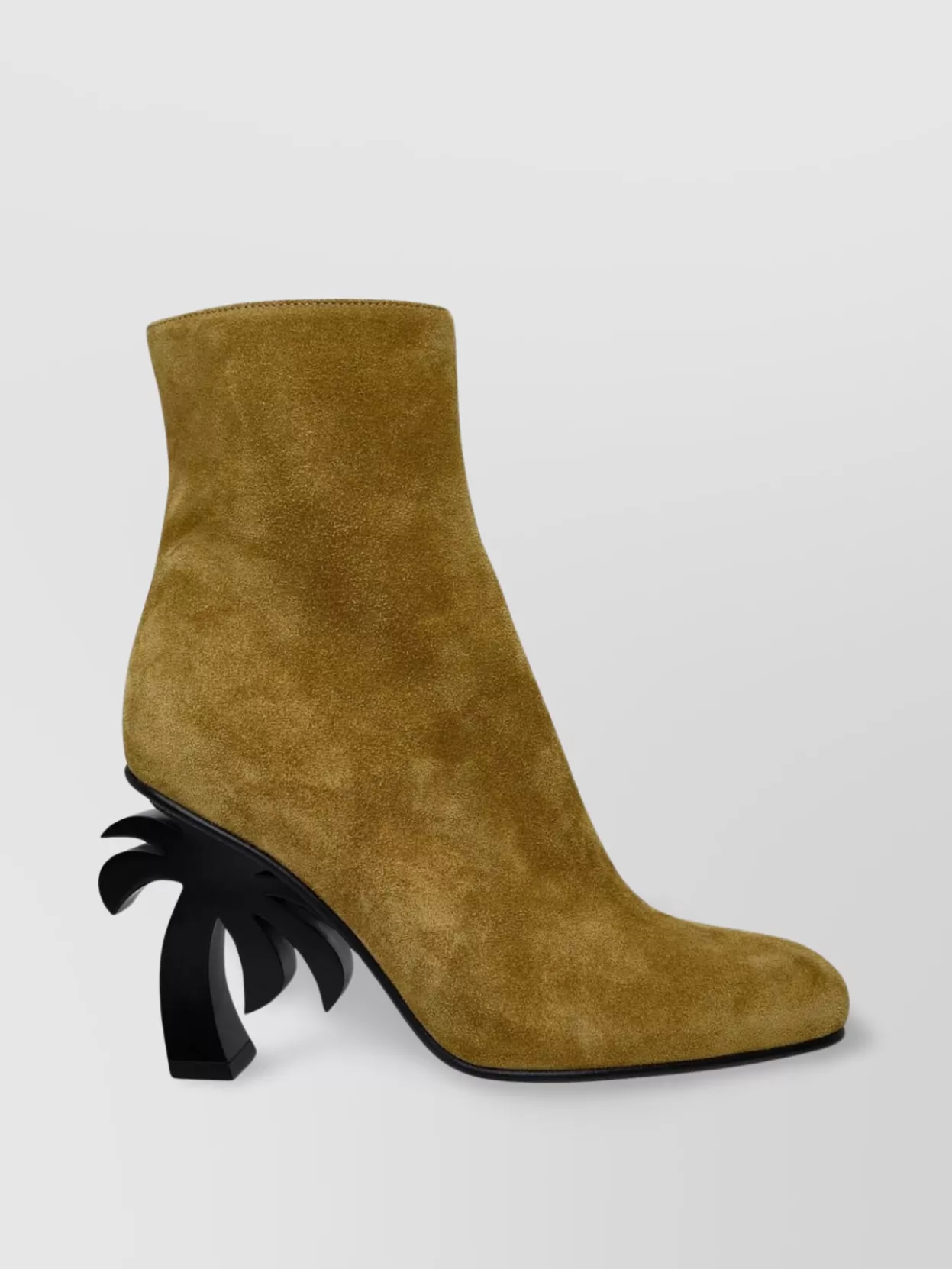 Shop Palm Angels Suede Ankle Boots With Almond Toe And Flame-shaped Heel