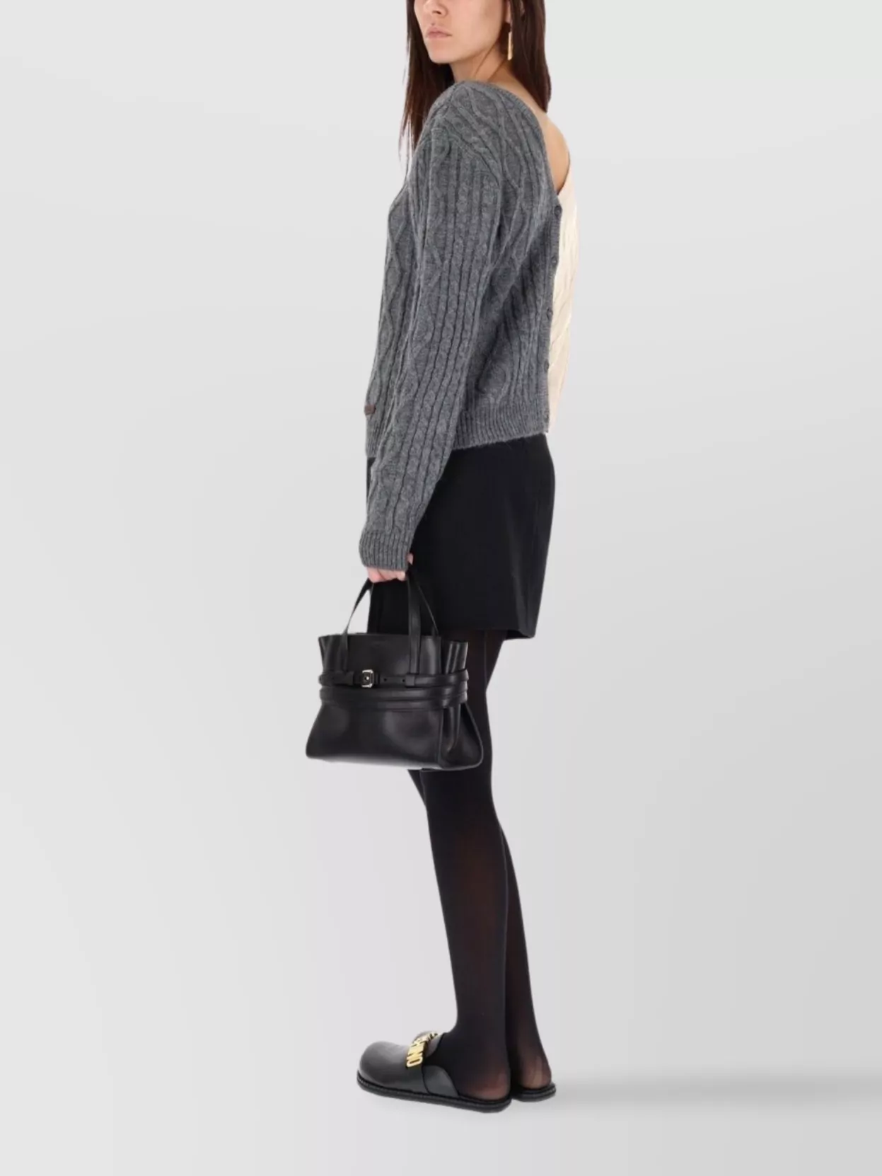 Moschino Cable Knit Color Block Long Sleeve Sweater