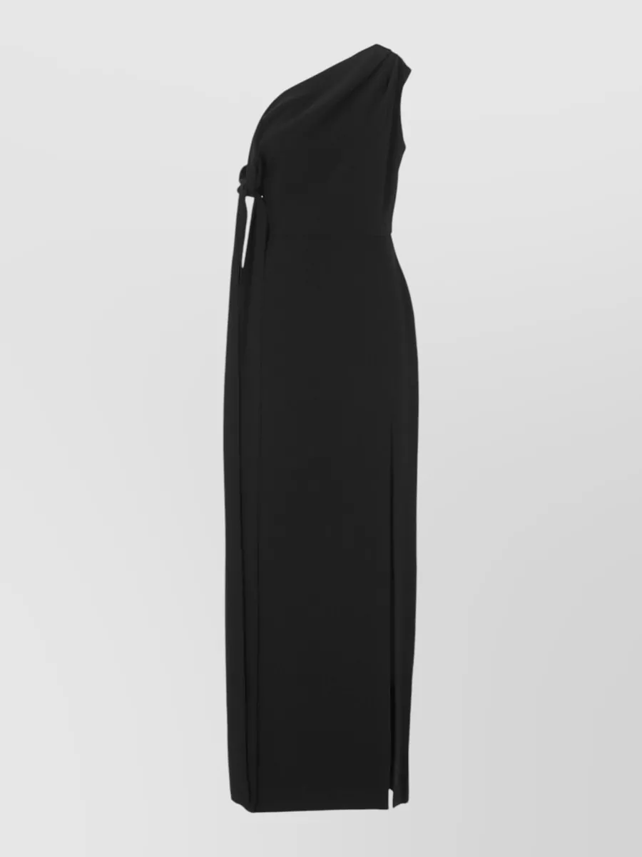 Solace London Polyester one-shoulder draped maxi gown
