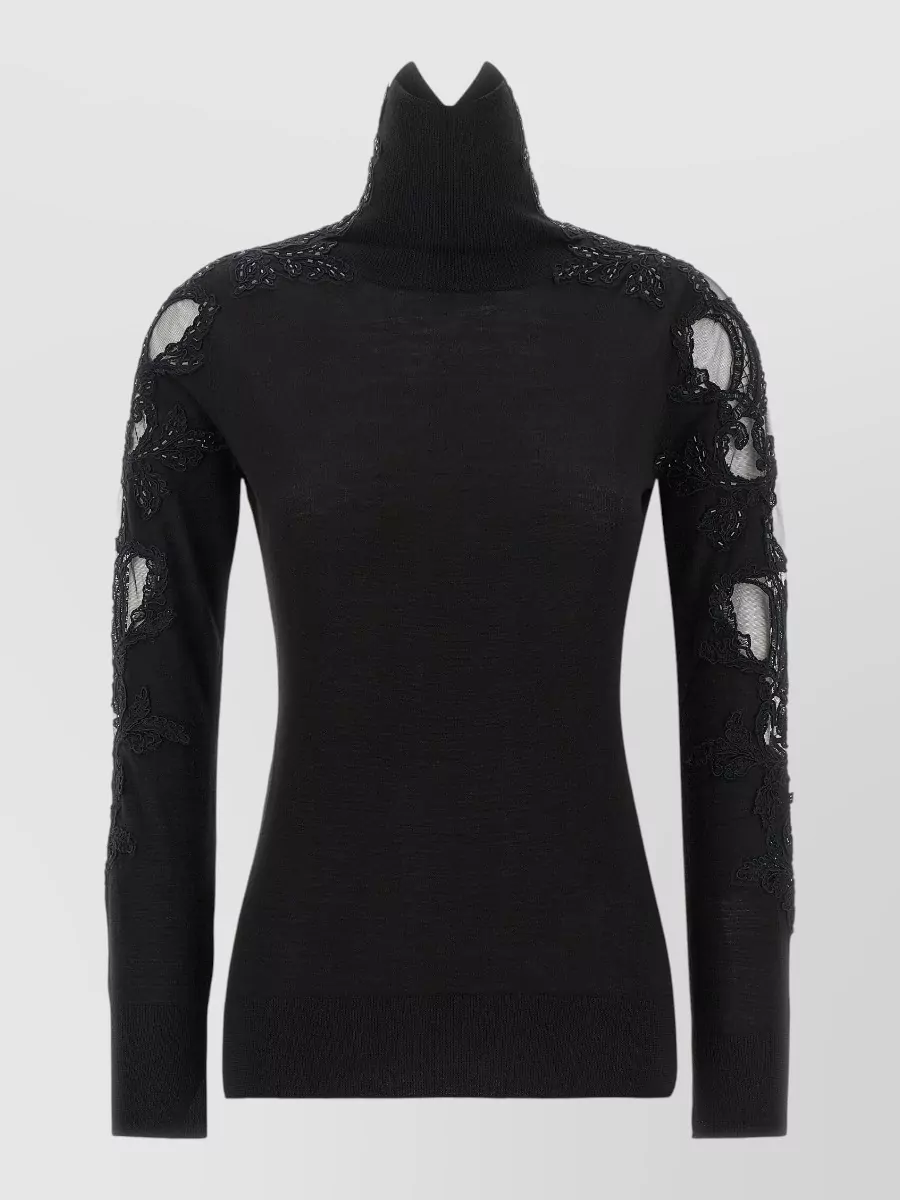Ermanno Scervino virgin wool lace panel high neck top