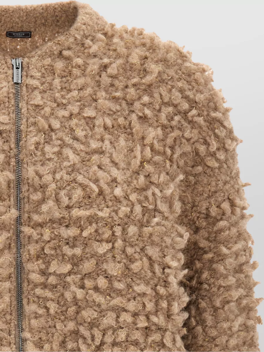 Peserico Alpaca Wool Bouclé Bomber Jacket