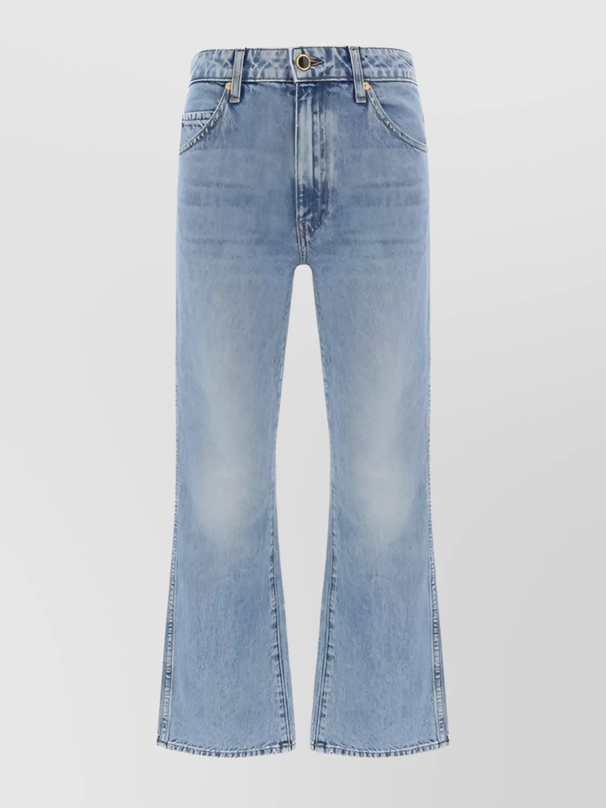 Khaite Wide Leg Boot-cut Jeans With Faded Wash