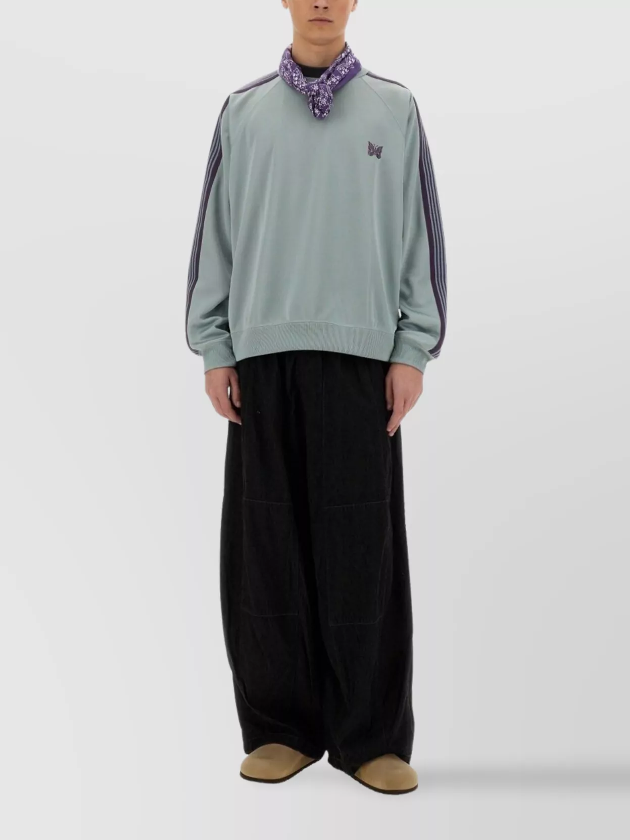 Needles Wide Leg Ankle Length Panel Detailing Trousers