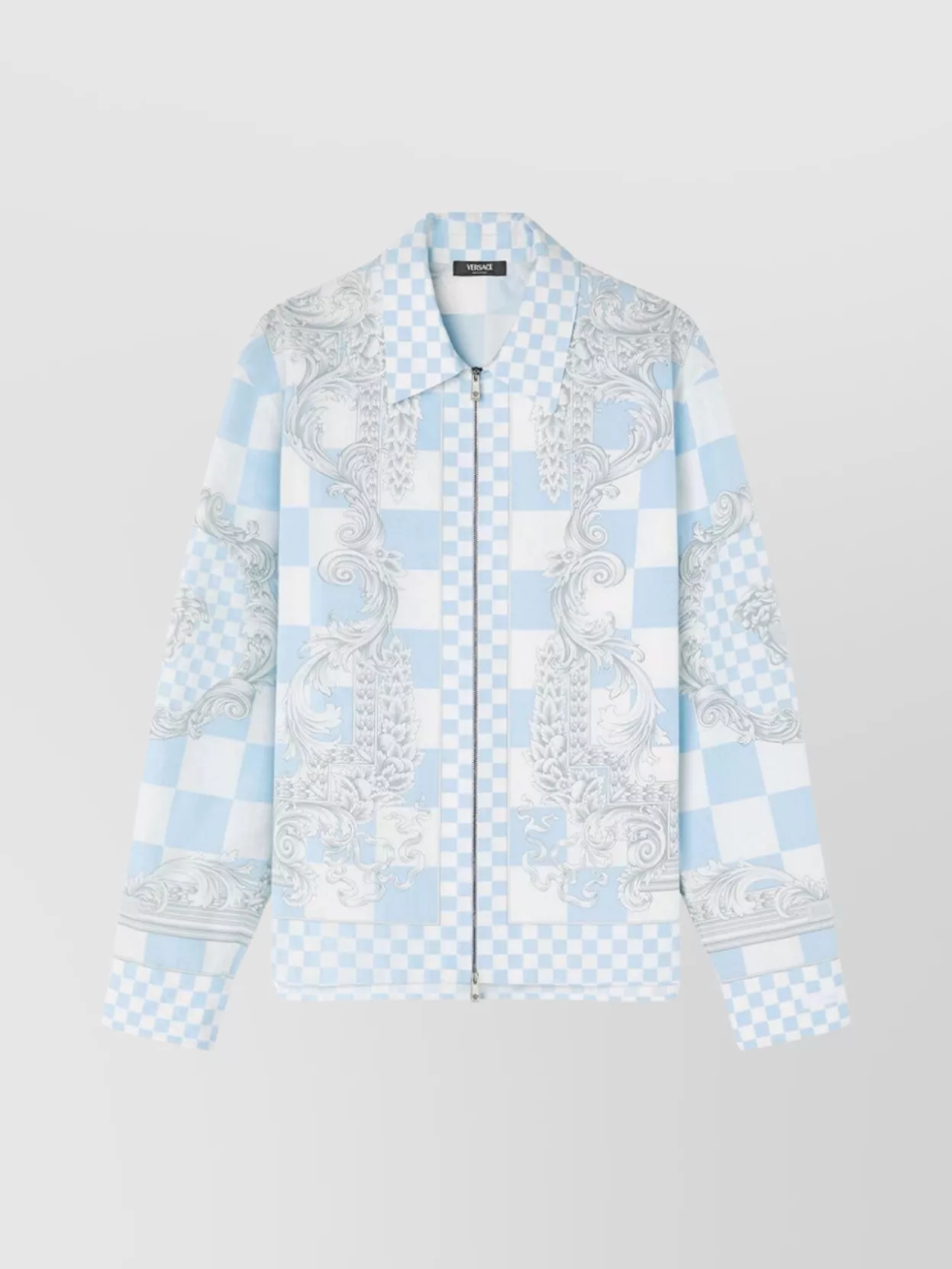Versace Blazer Checkered Pattern Long Sleeves In Blue