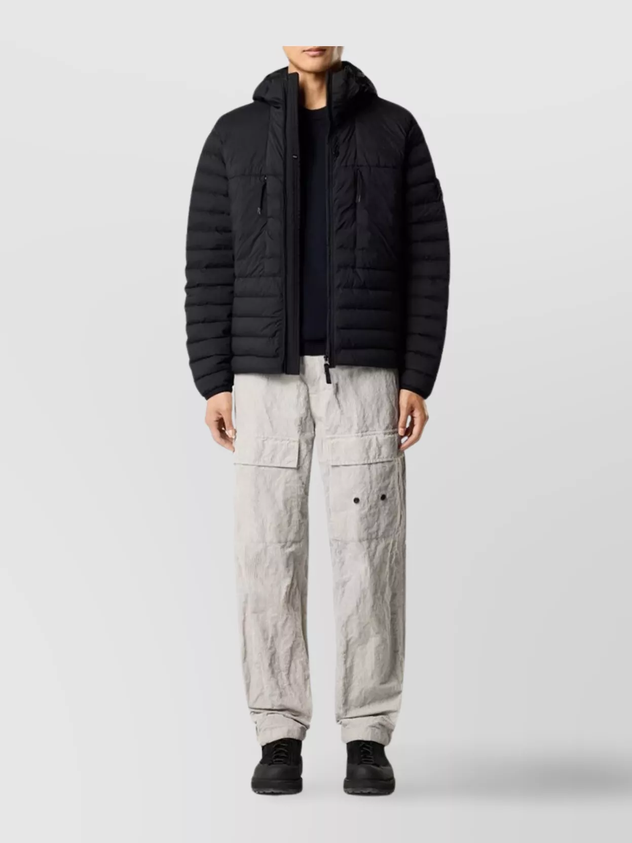 Stone Island Seamless Tunnel Nylon Down-tc Jacket In Black