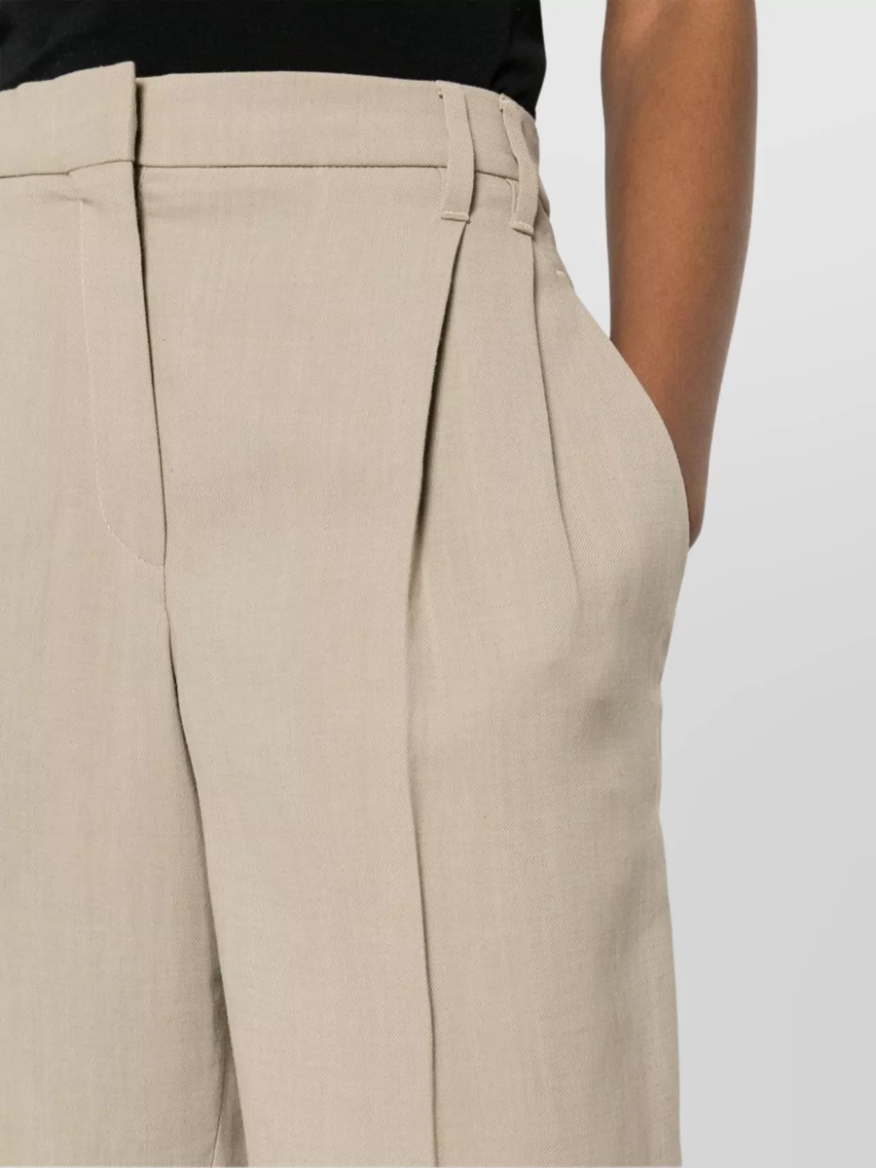 Brunello Cucinelli Cropped Trousers With Belt Loops And Pockets In Neutral