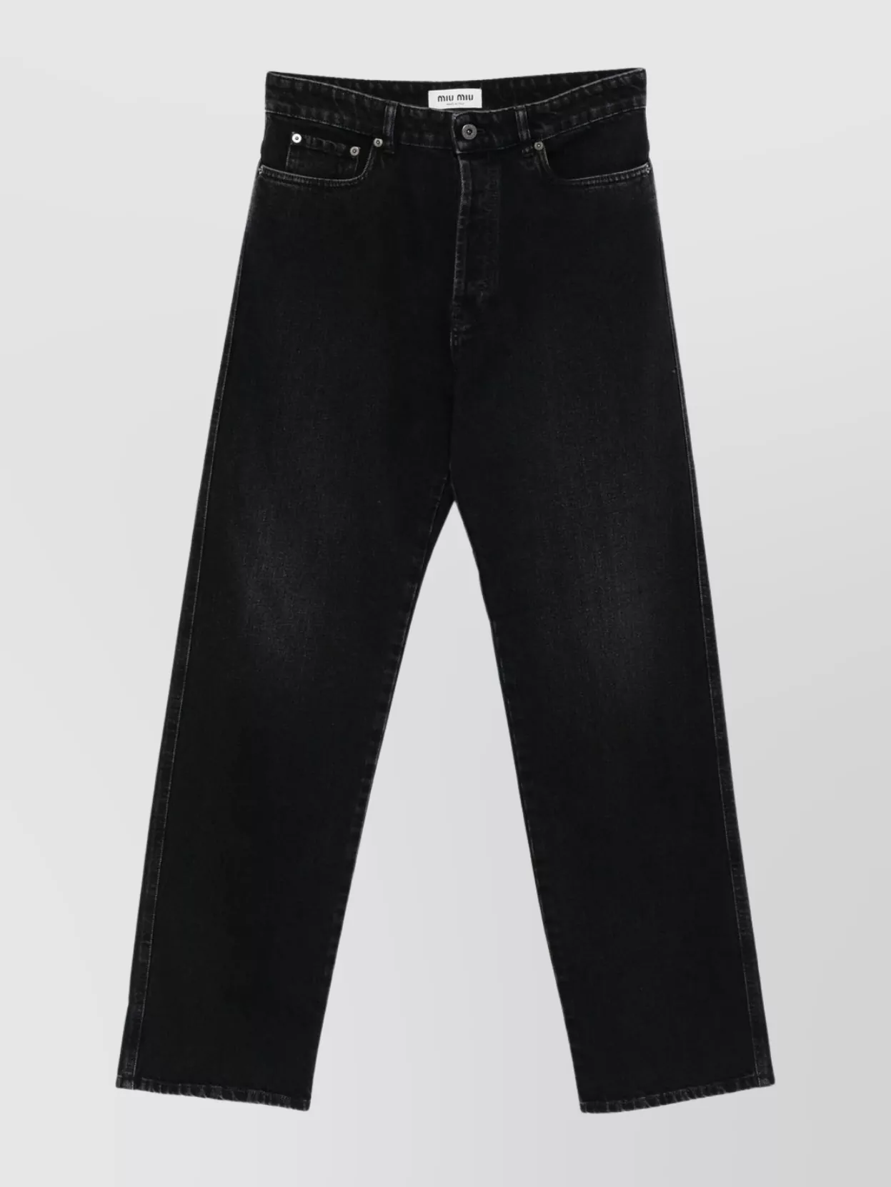 Miu Miu Straight Trousers With Back Pockets And Belt Loops In Black