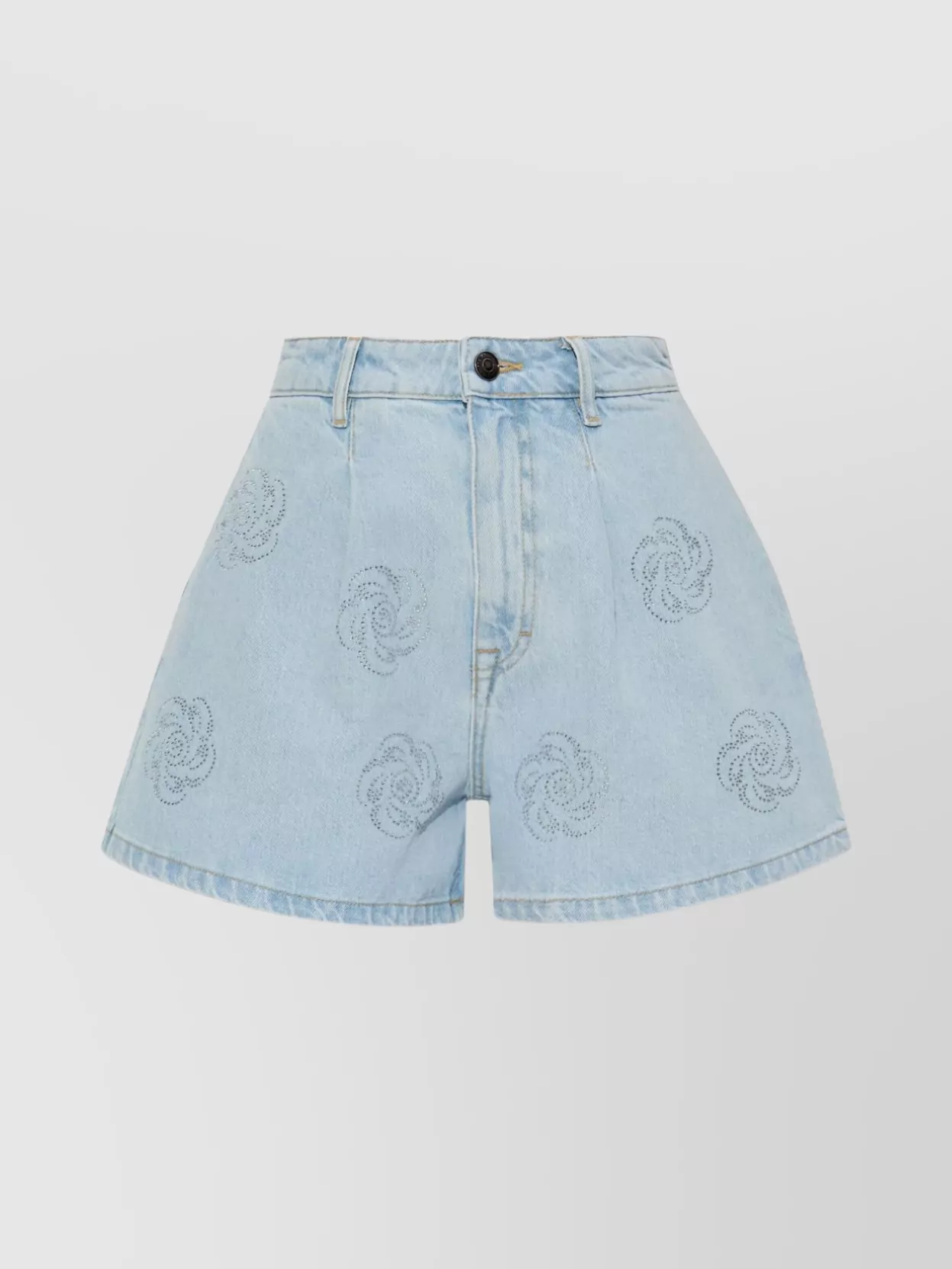 ROTATE BIRGER CHRISTENSEN DENIM STUDS HIGH WAIST SHORTS