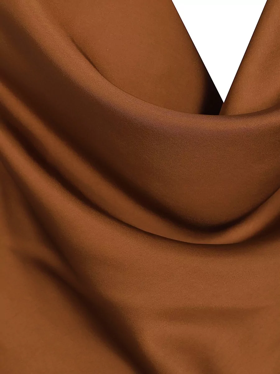 The Andamane Satin Cowl-Neck Spaghetti-Strap Maxi Dress