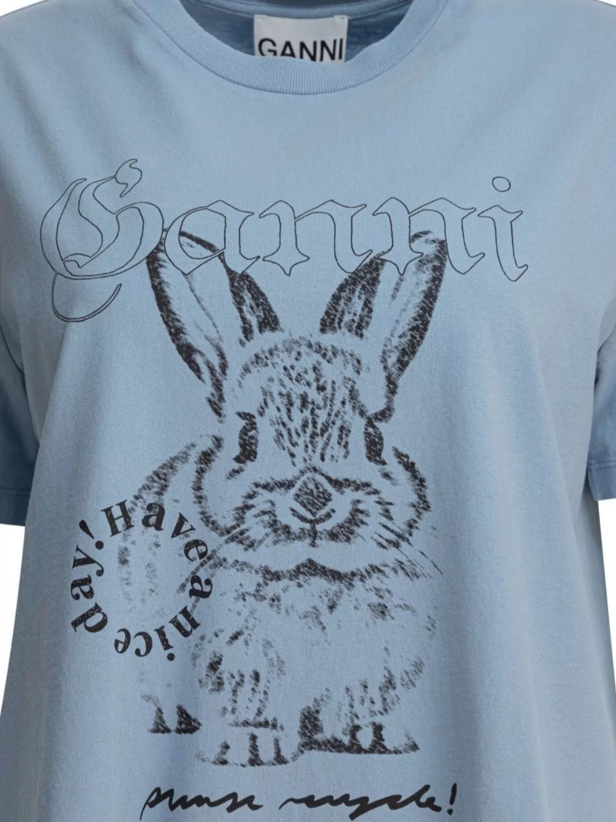 Ganni Future Basic Jersey Bunny Relaxed T-shirt Soft Chambray