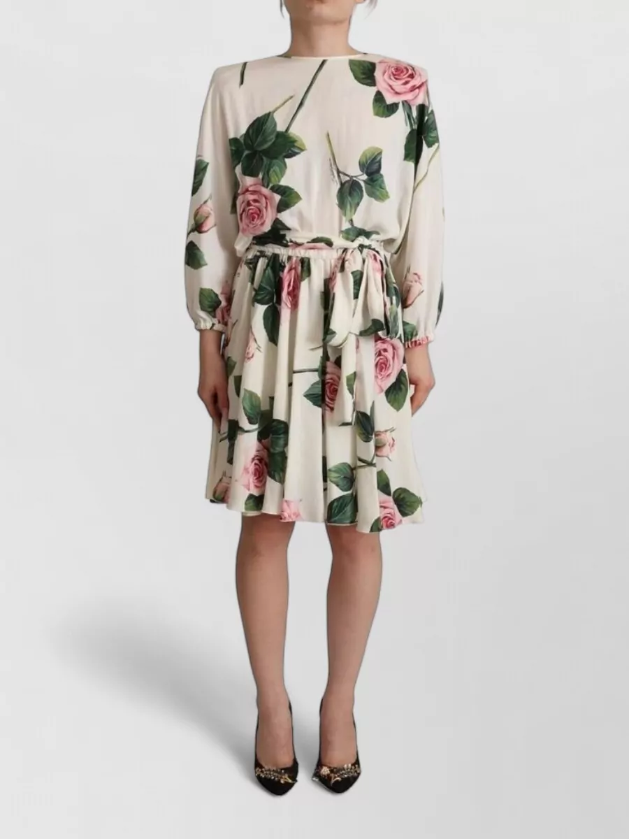 Dolce&Gabbana silk floral-print long-sleeve knee-length dress