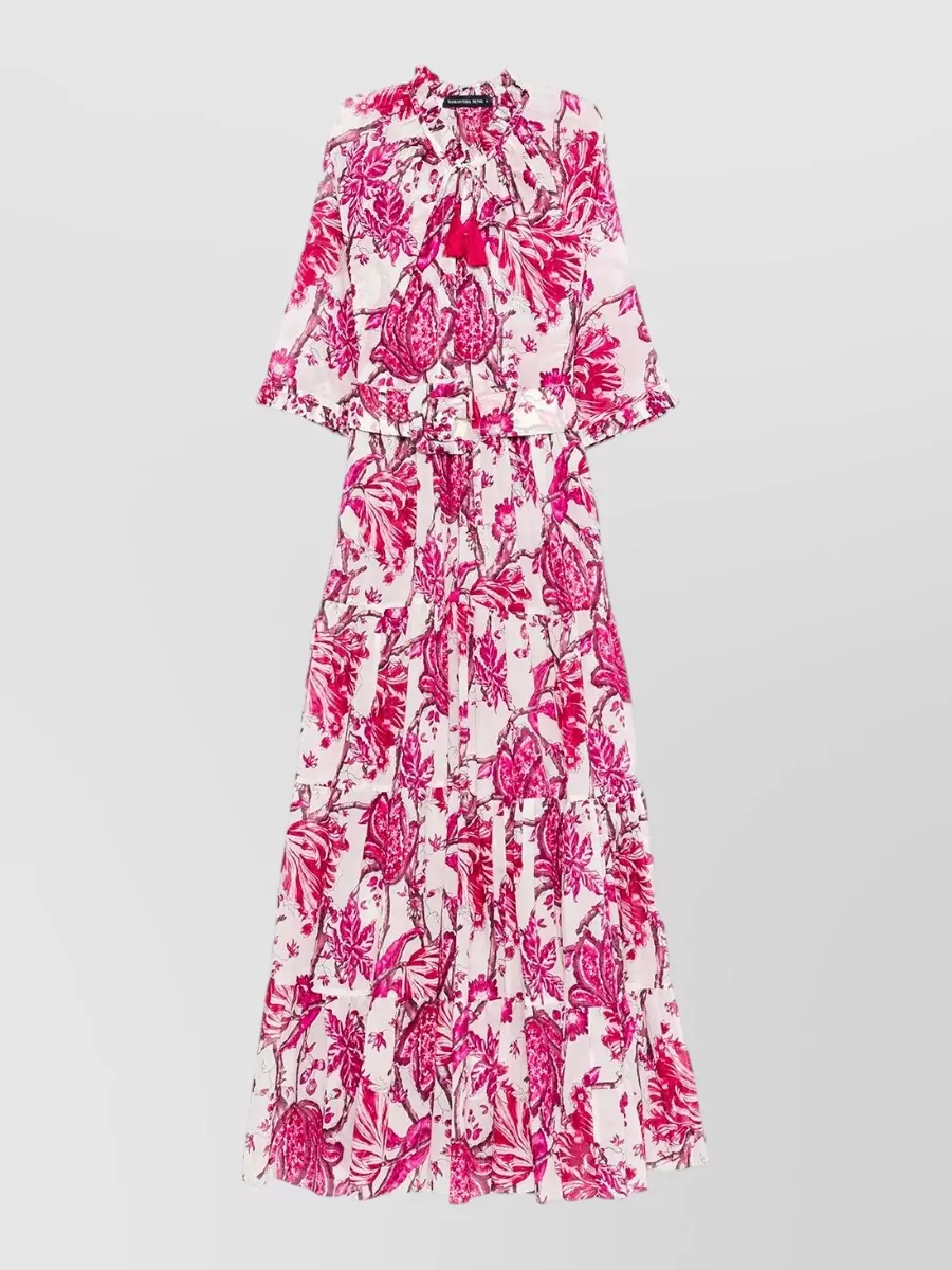 Samantha Sung Cotton floral-print tiered maxi dress
