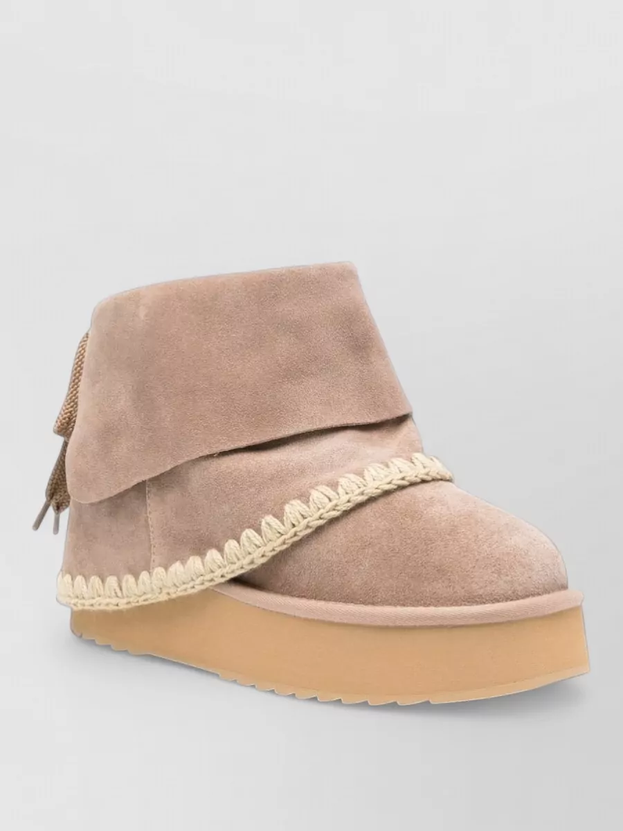 Mou Calfskin Platform Ankle Boots
