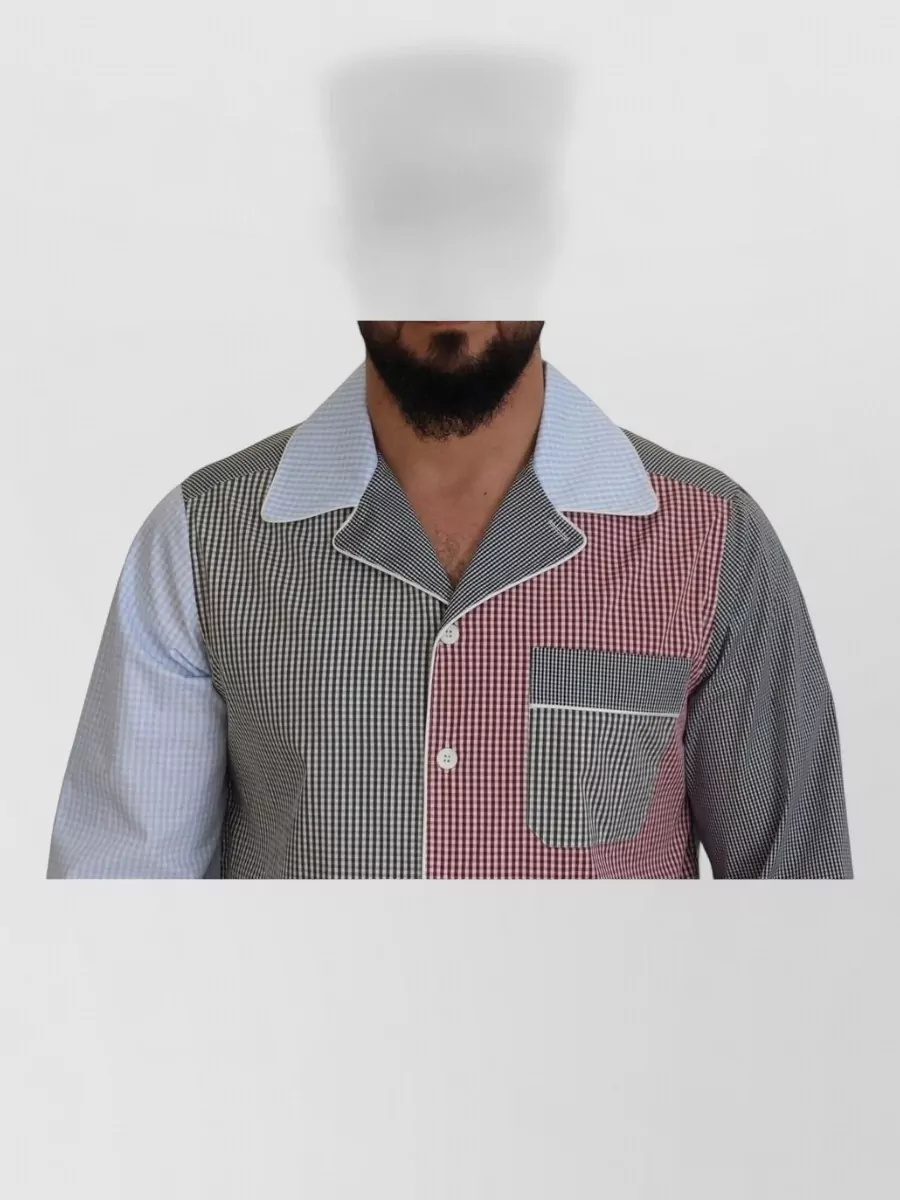 Dolce&Gabbana Cotton Checked Patchwork Long-Sleeve Shirt