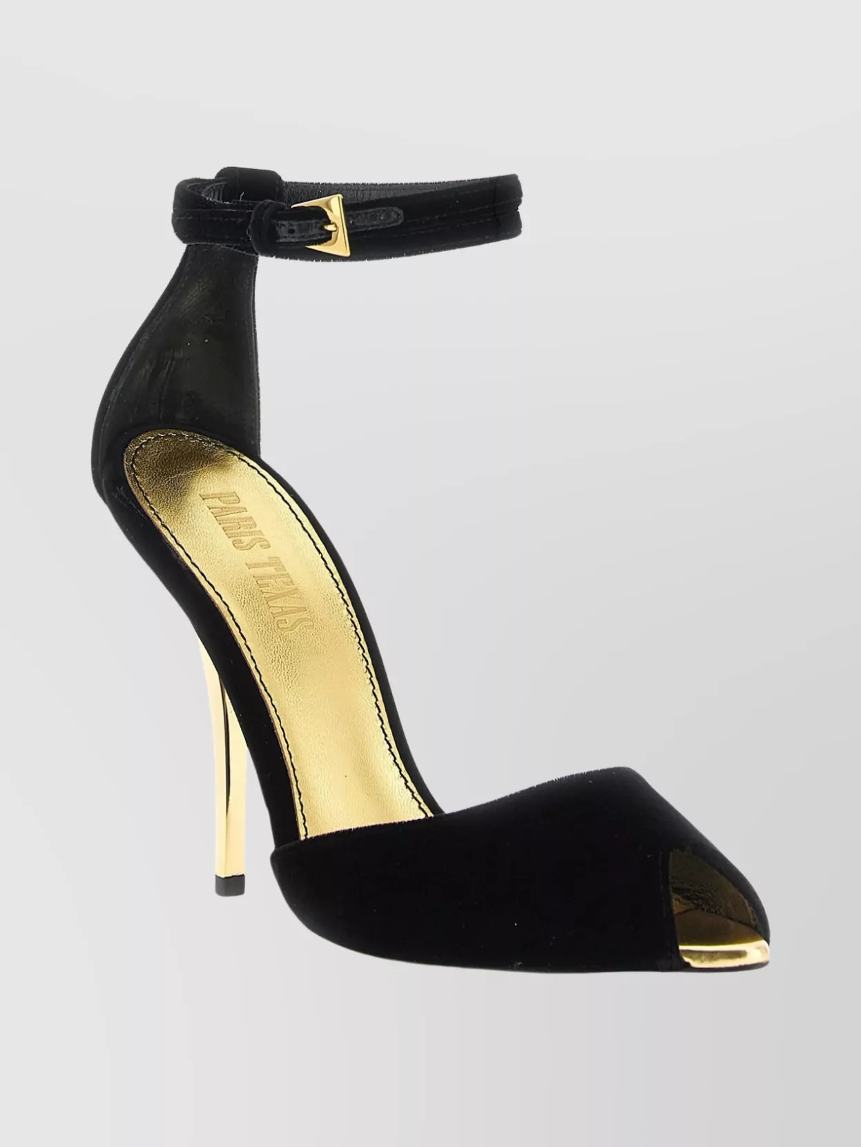 Paris Texas Jessica Sandals With Gold Heel And Peep Toe In Black