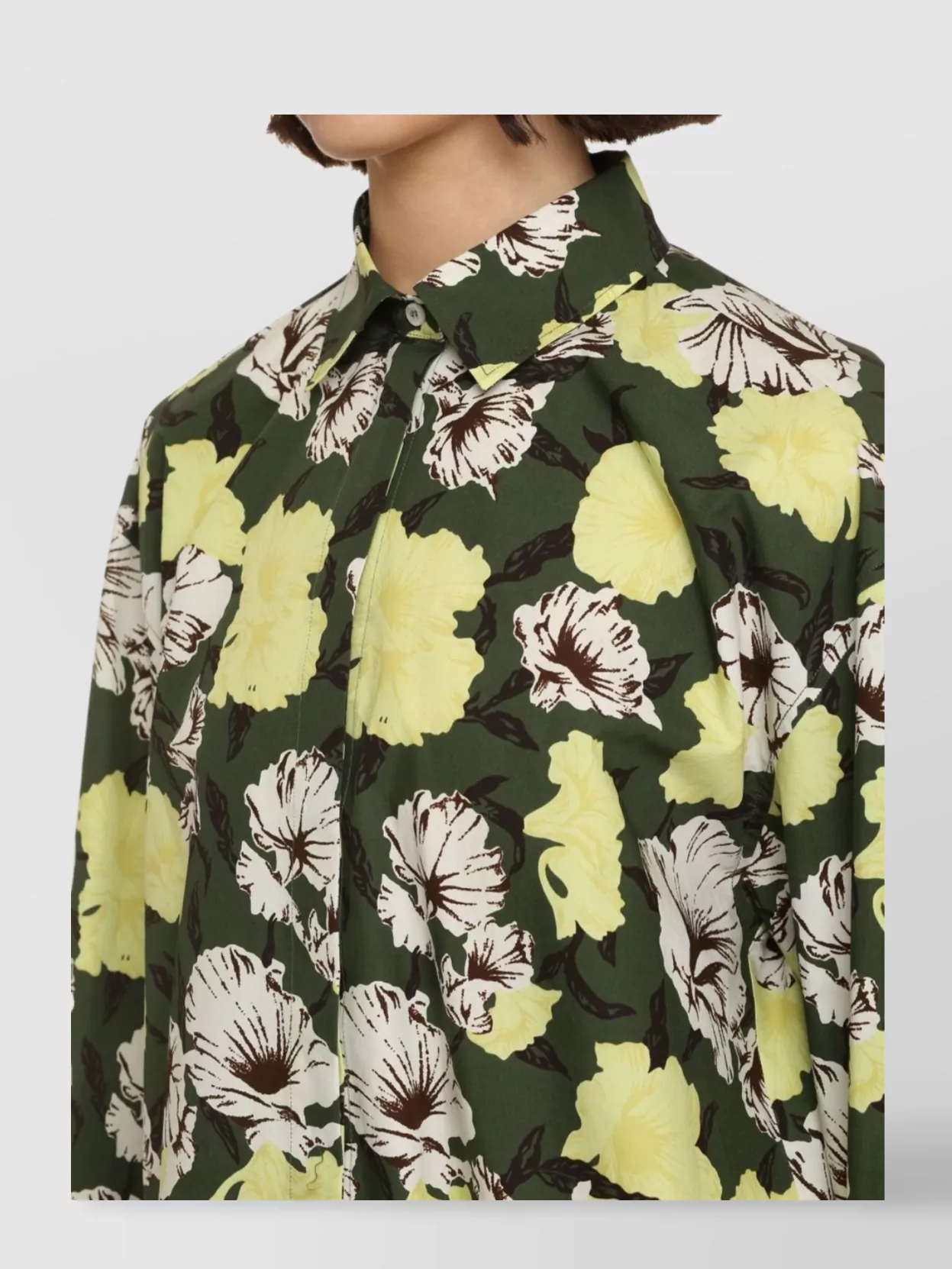 Msgm Cotton Shirt With Floral Print And Collar