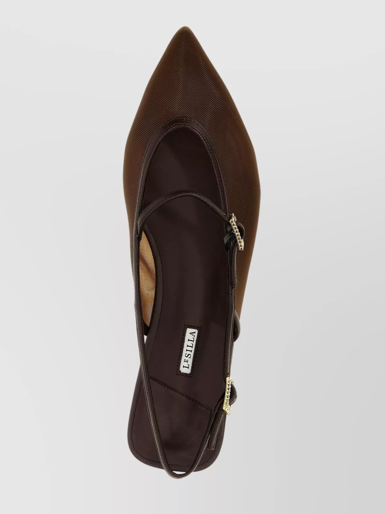 Shop Le Silla Mesh Pointed Toe Slingback Ballerina Shoes