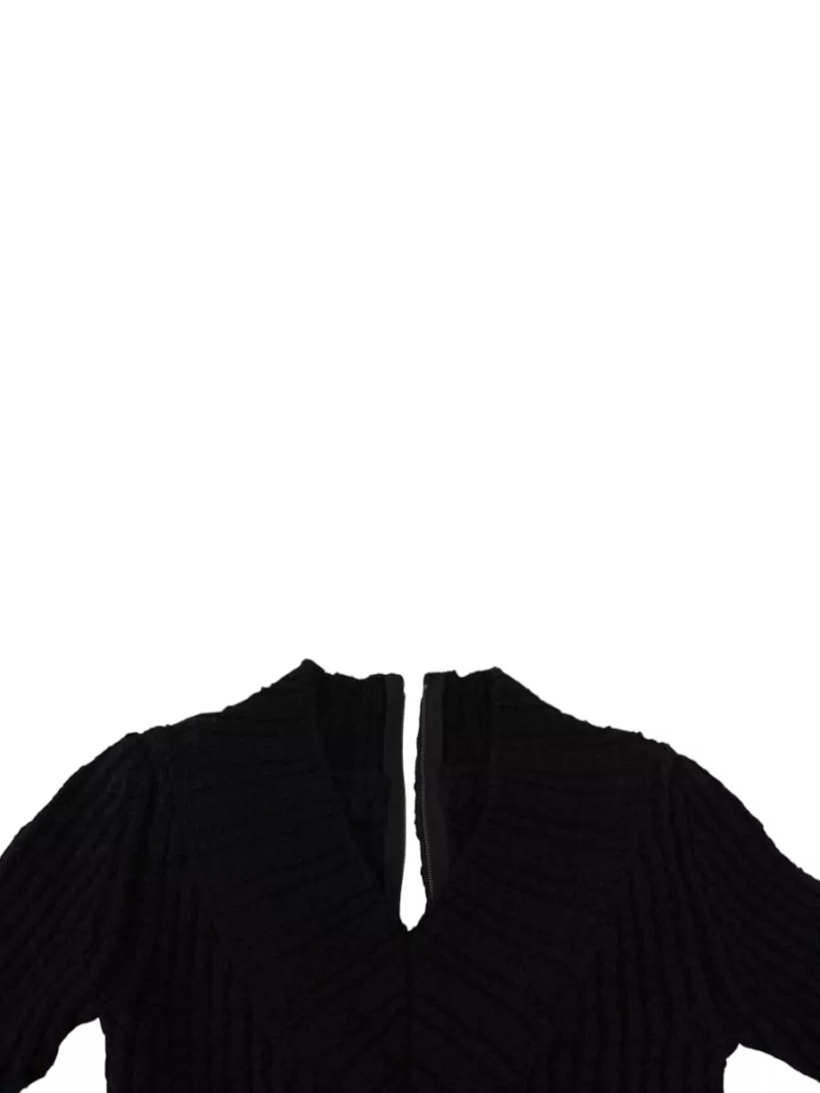 Dolce&Gabbana Wool Ribbed Slim-Fit V-Neck Long-Sleeve Knitted Midi Dress