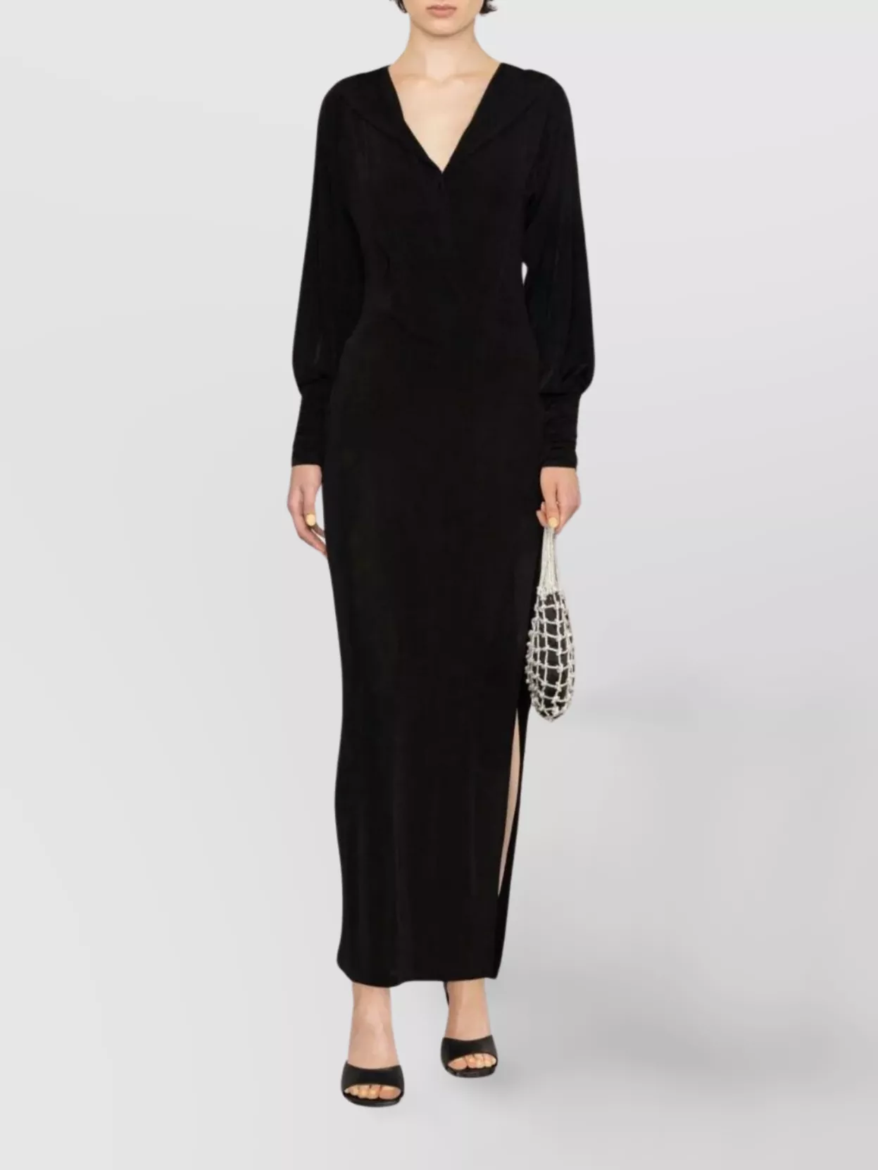 Rotate Hooded Maxi Dress With Deep V Neck