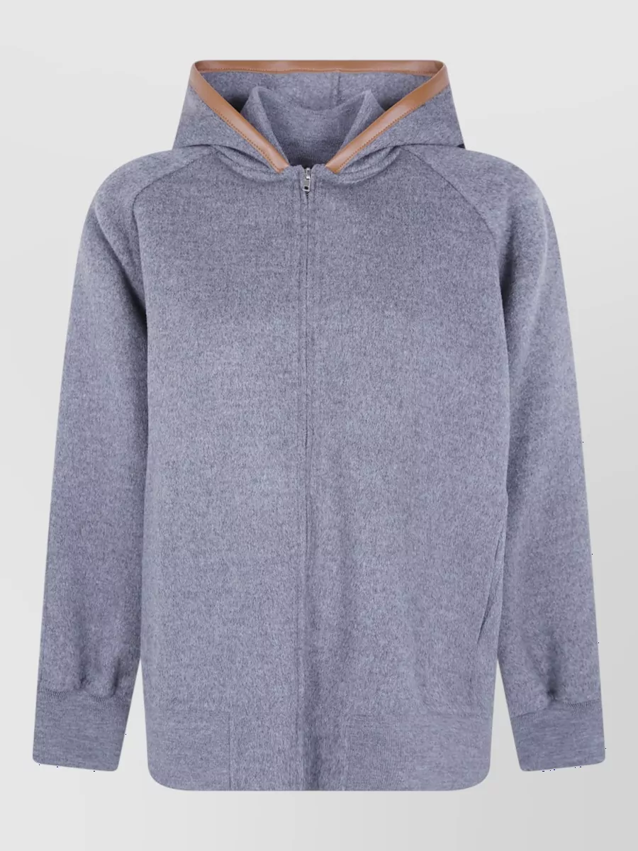 Semicouture wool hooded bomber jacket