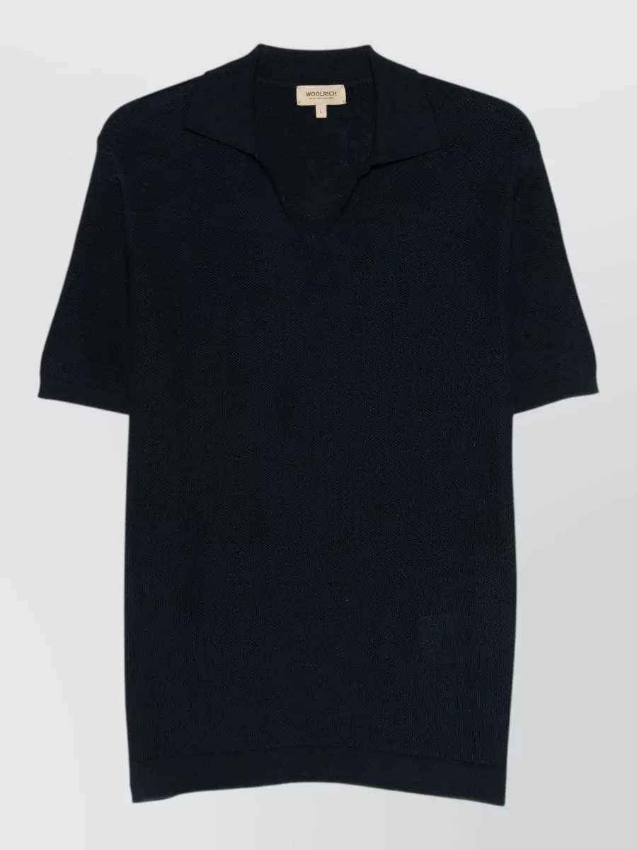 Woolrich cotton ribbed v-neck polo shirt