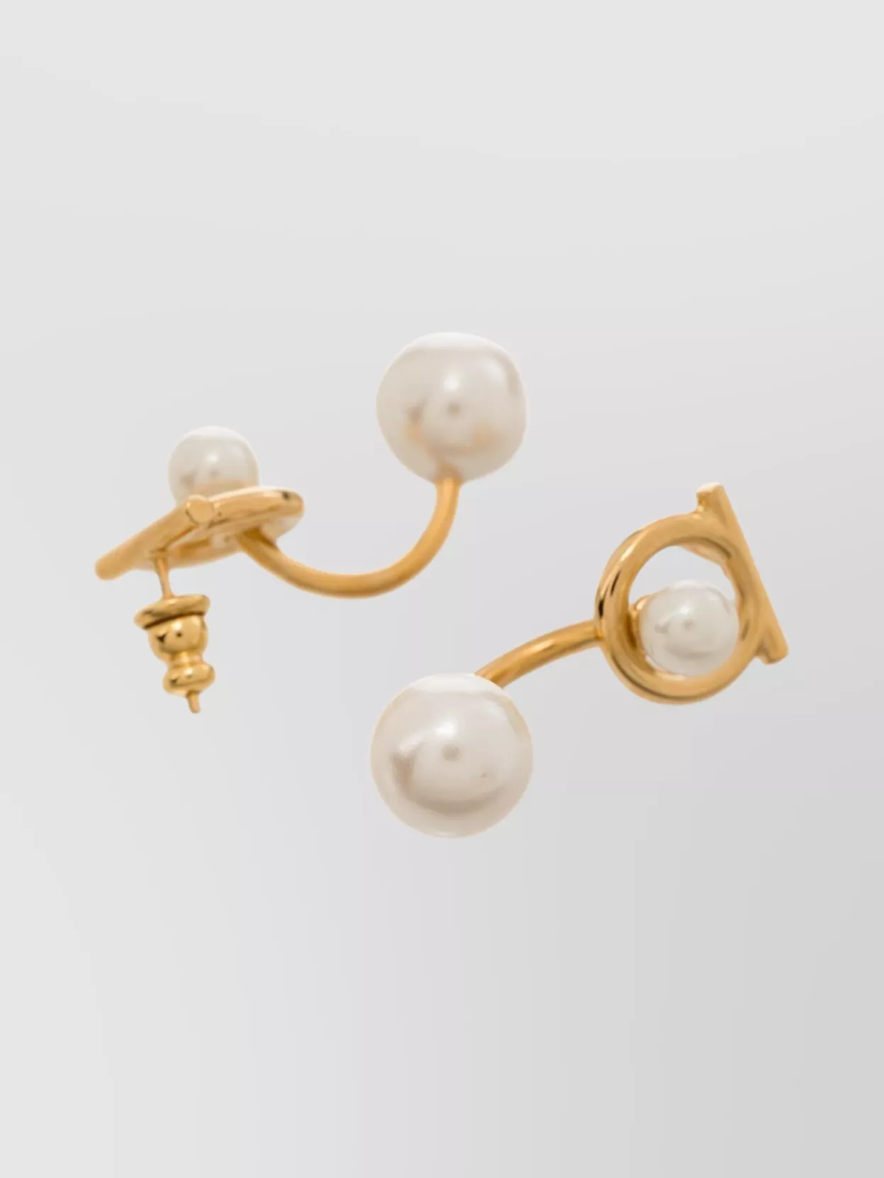Ferragamo Pearl Embellished Gold-Tone Earrings