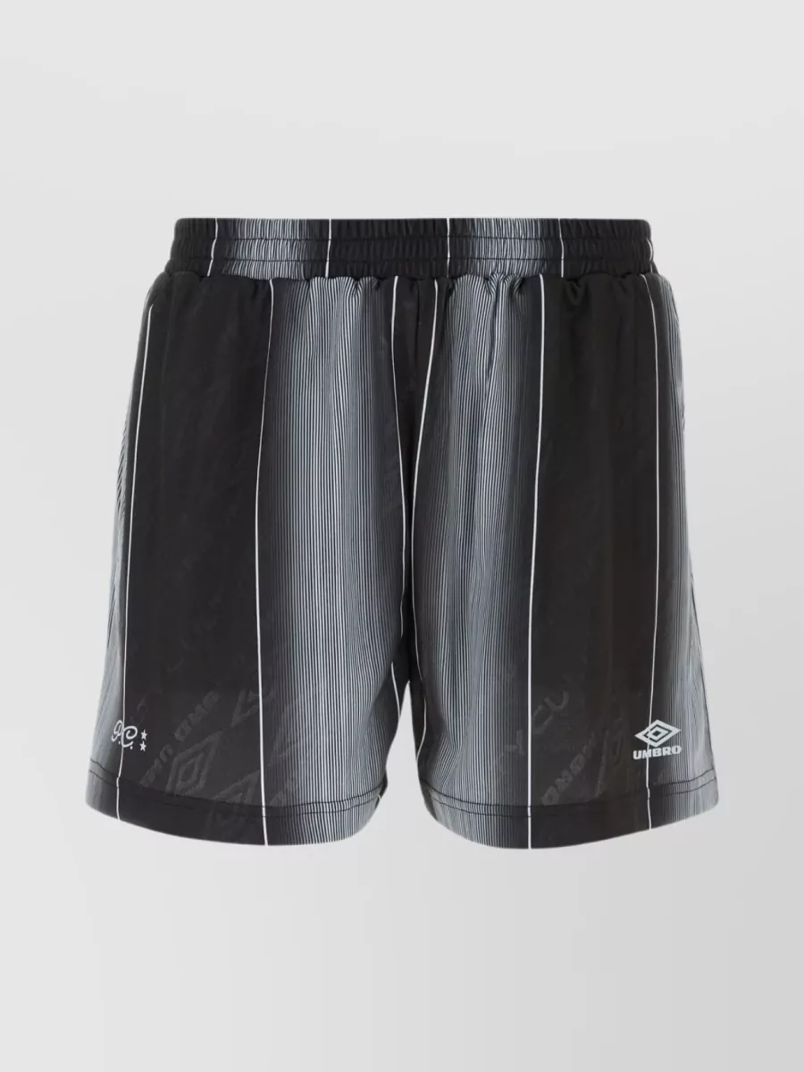Shop Umbro Patterned Embroidered Bermuda Shorts In High-tech Fabric In Black